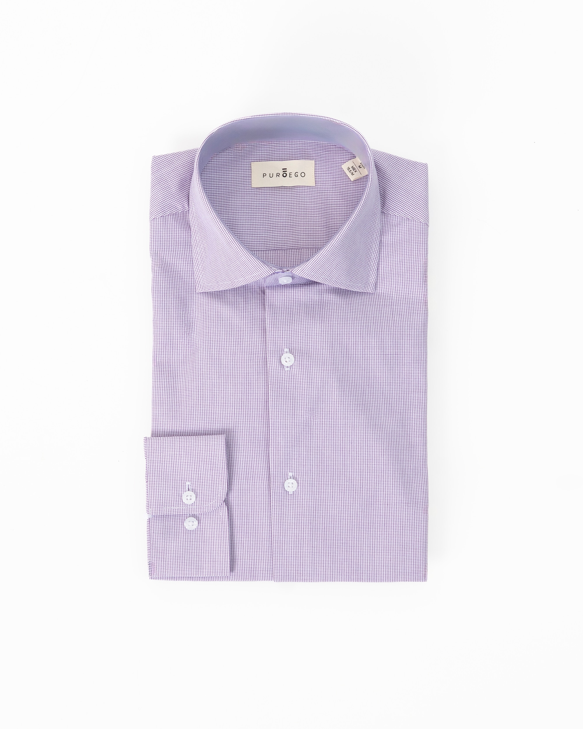Camisa de vestir microcuadro de hombre regular fit - PuroEgo - Malva Malva-5