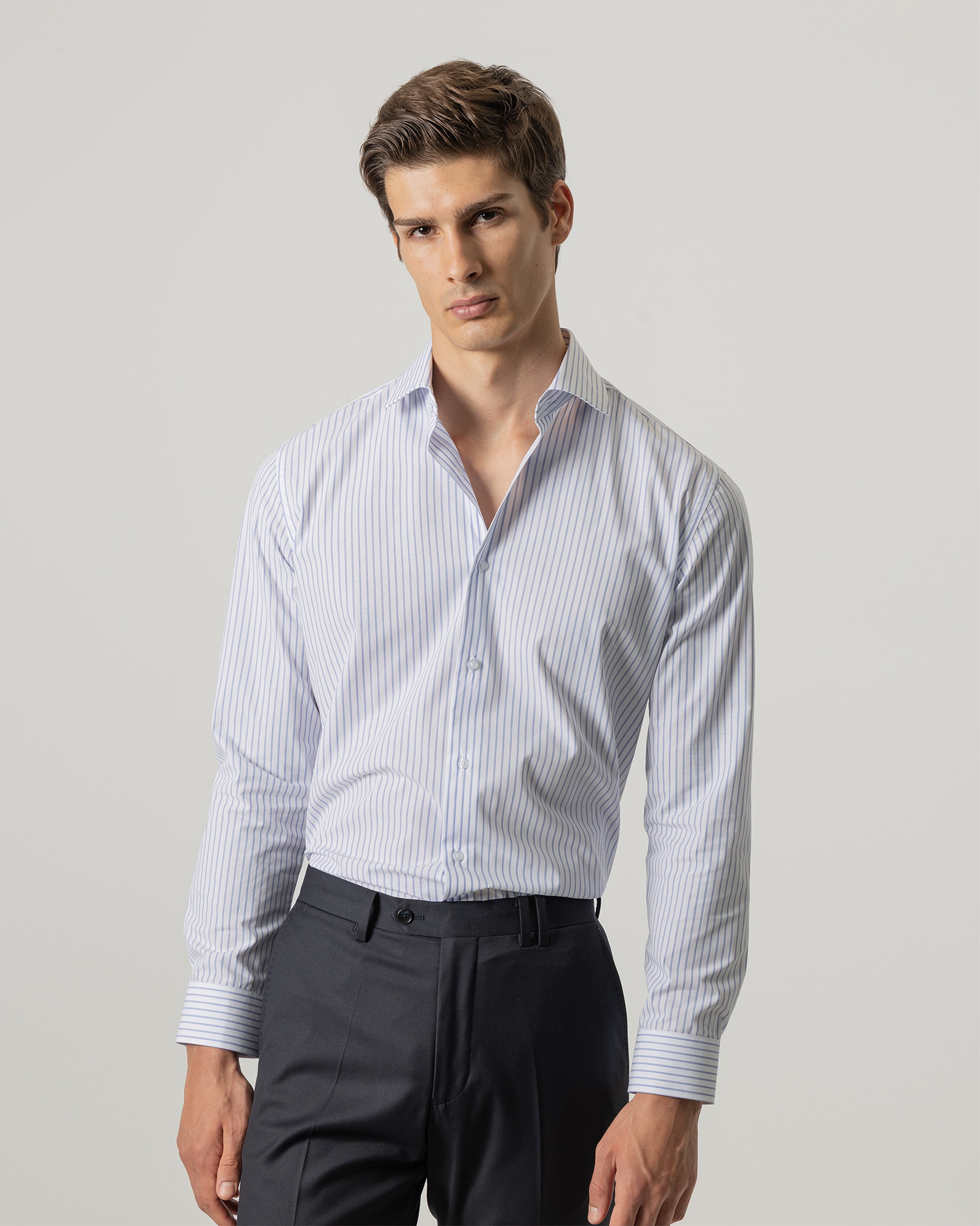 Camisa de vestir rayas de hombre regular fit - PuroEgo - Azul celeste Azul celeste-1