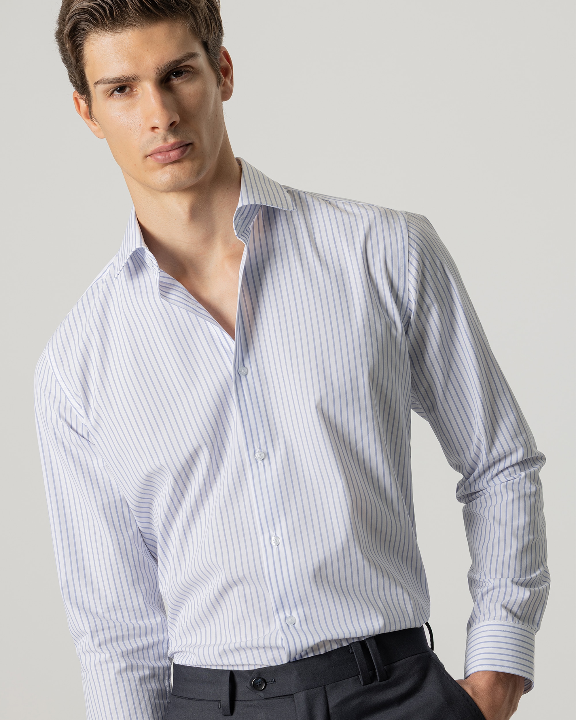 Camisa de vestir rayas de hombre regular fit - PuroEgo - Azul celeste Azul celeste-2