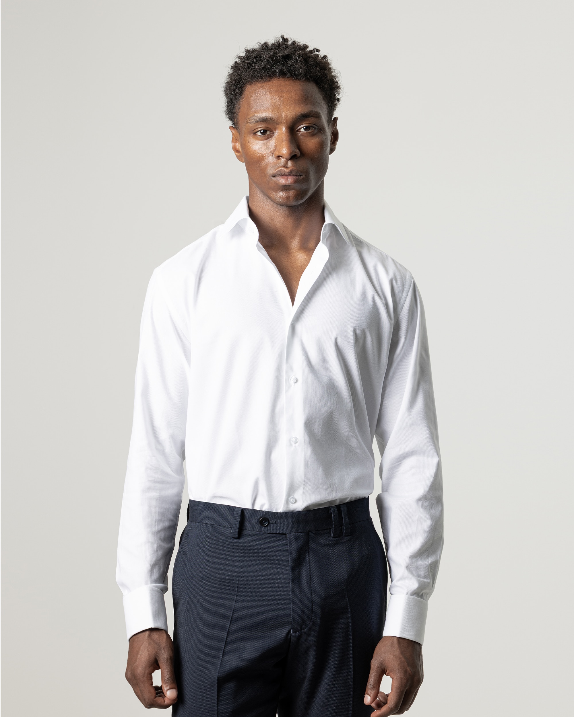 Camisa de vestir puño gemelo de hombre regular fit - PuroEgo - Blanco Blanco-1