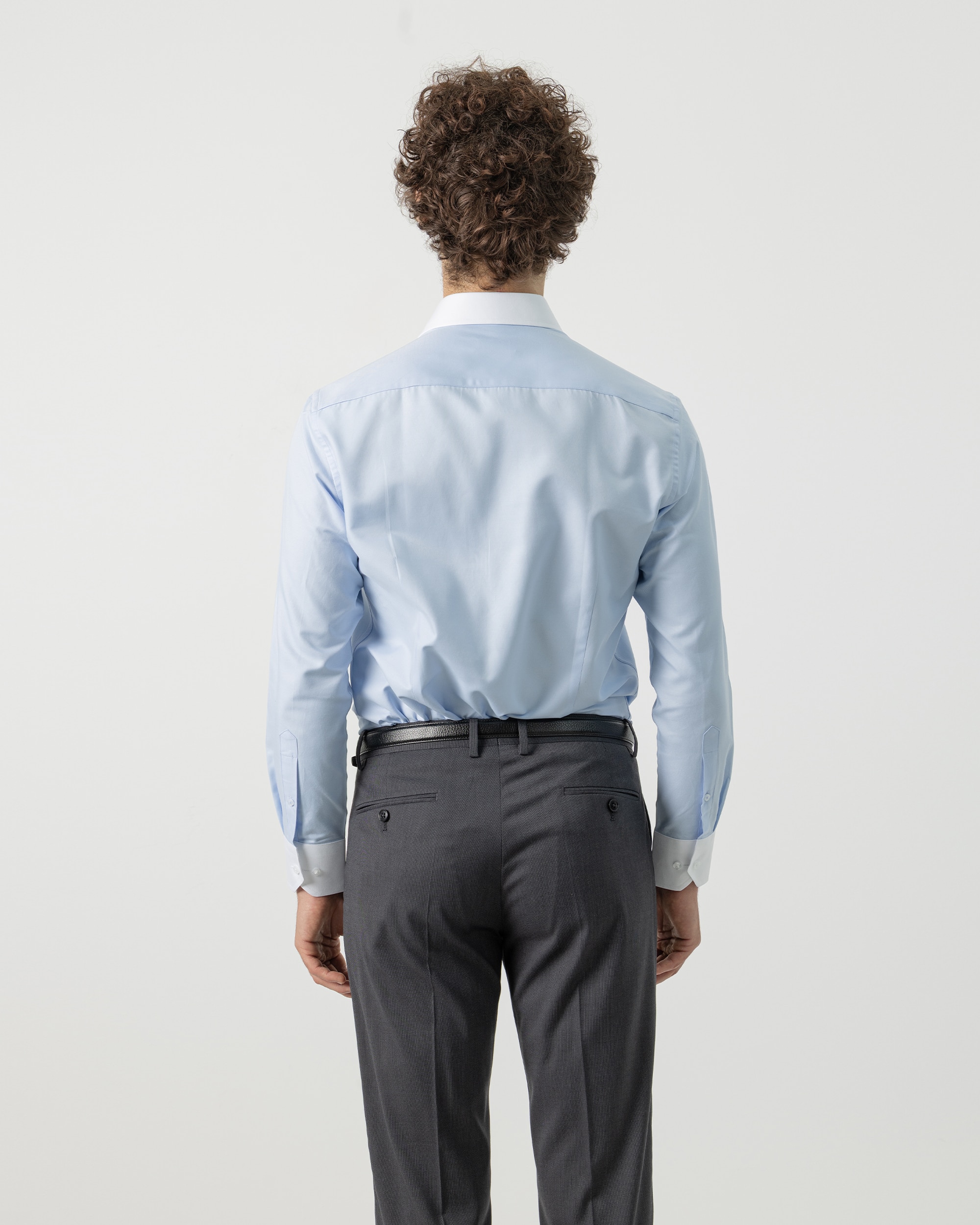 Camisa de vestir cuello contraste de hombre regular fit - PuroEgo - Azul celeste Azul celeste-4