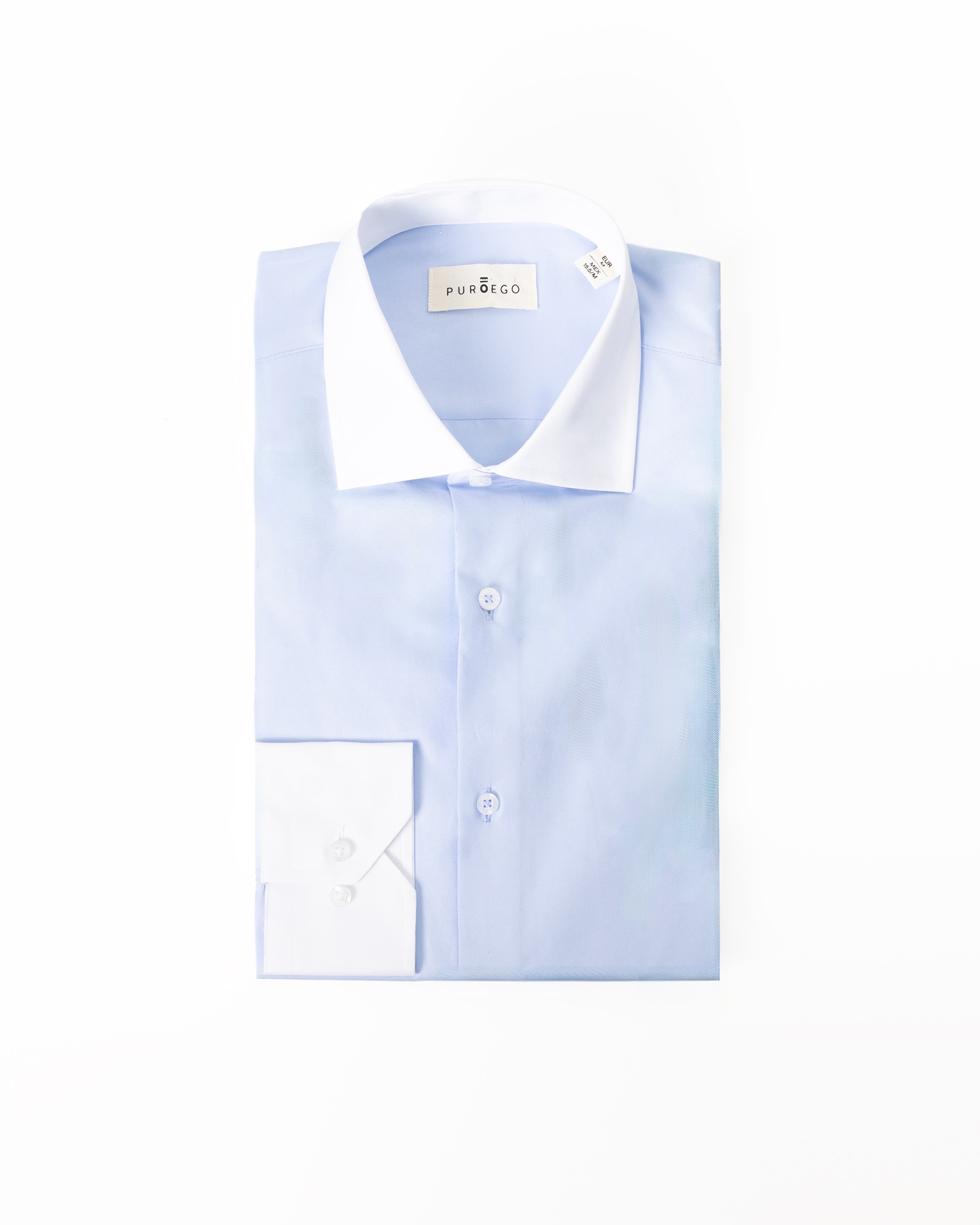 Camisa de vestir cuello contraste de hombre regular fit - PuroEgo - Azul celeste Azul celeste-5