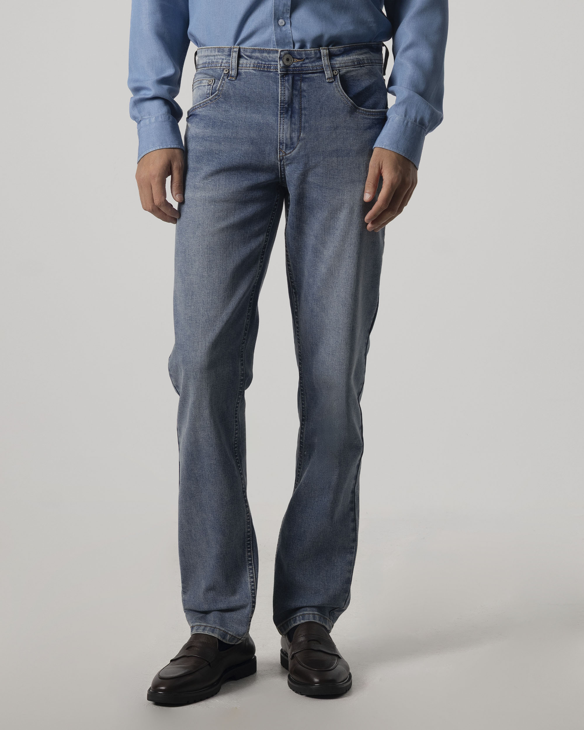 Imagen 2 de Pantalón vaquero strecht de hombre slim fit - PuroEgo - Azul claro Azul claro