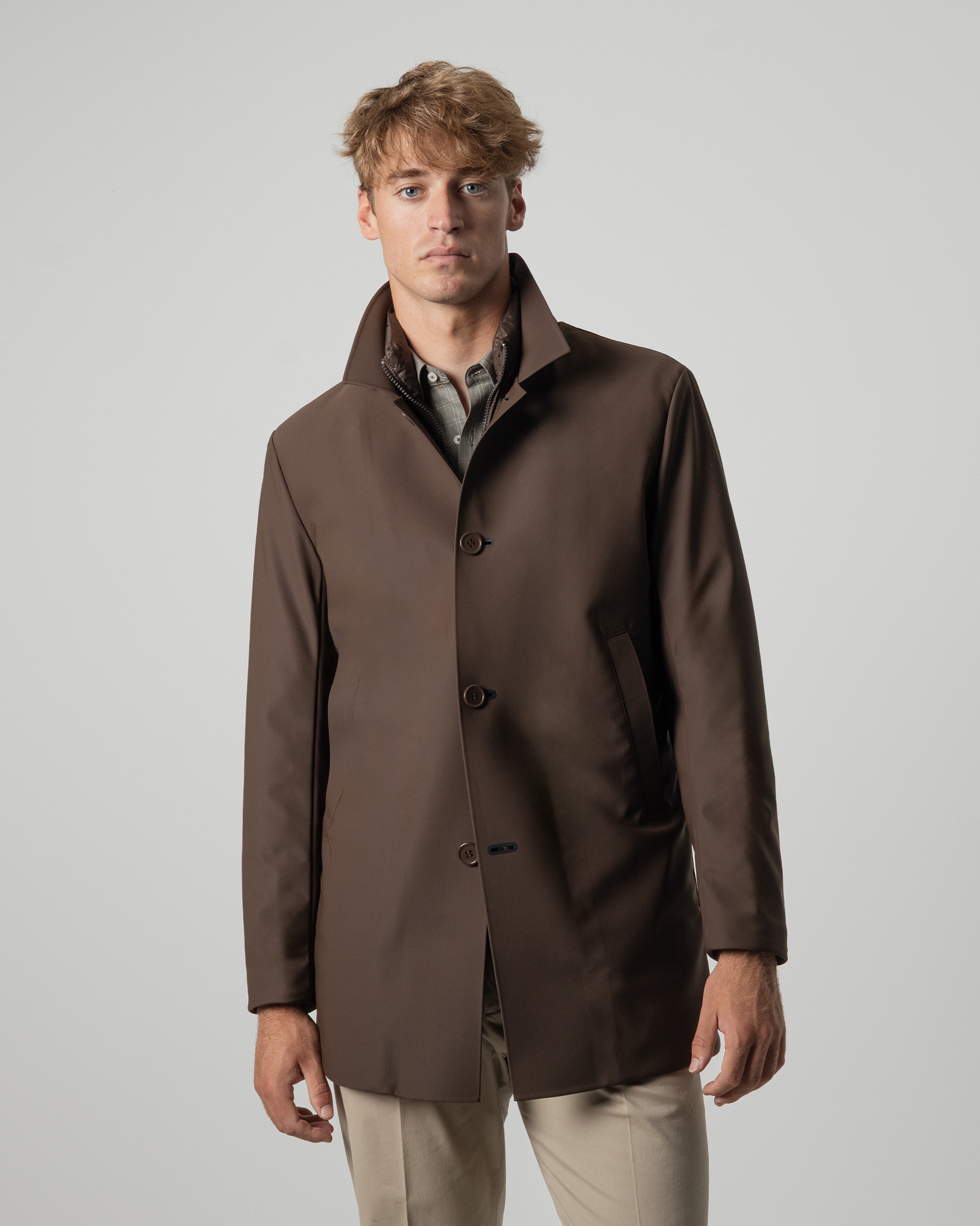 Gabardina acolchada cuello desmontable de hombre - PuroEgo - Marrón Marrón-1