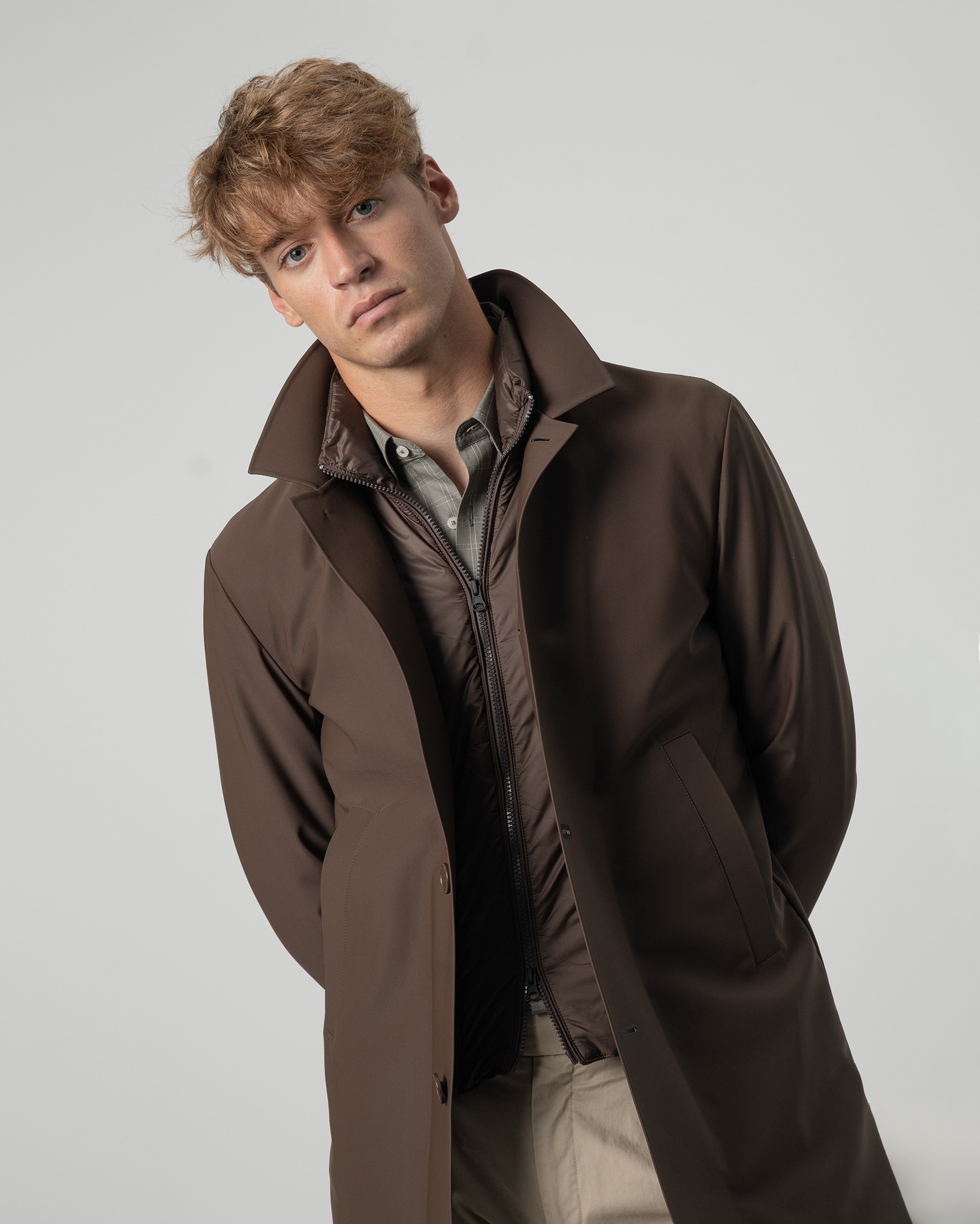 Gabardina acolchada cuello desmontable de hombre - PuroEgo - Marrón Marrón-2