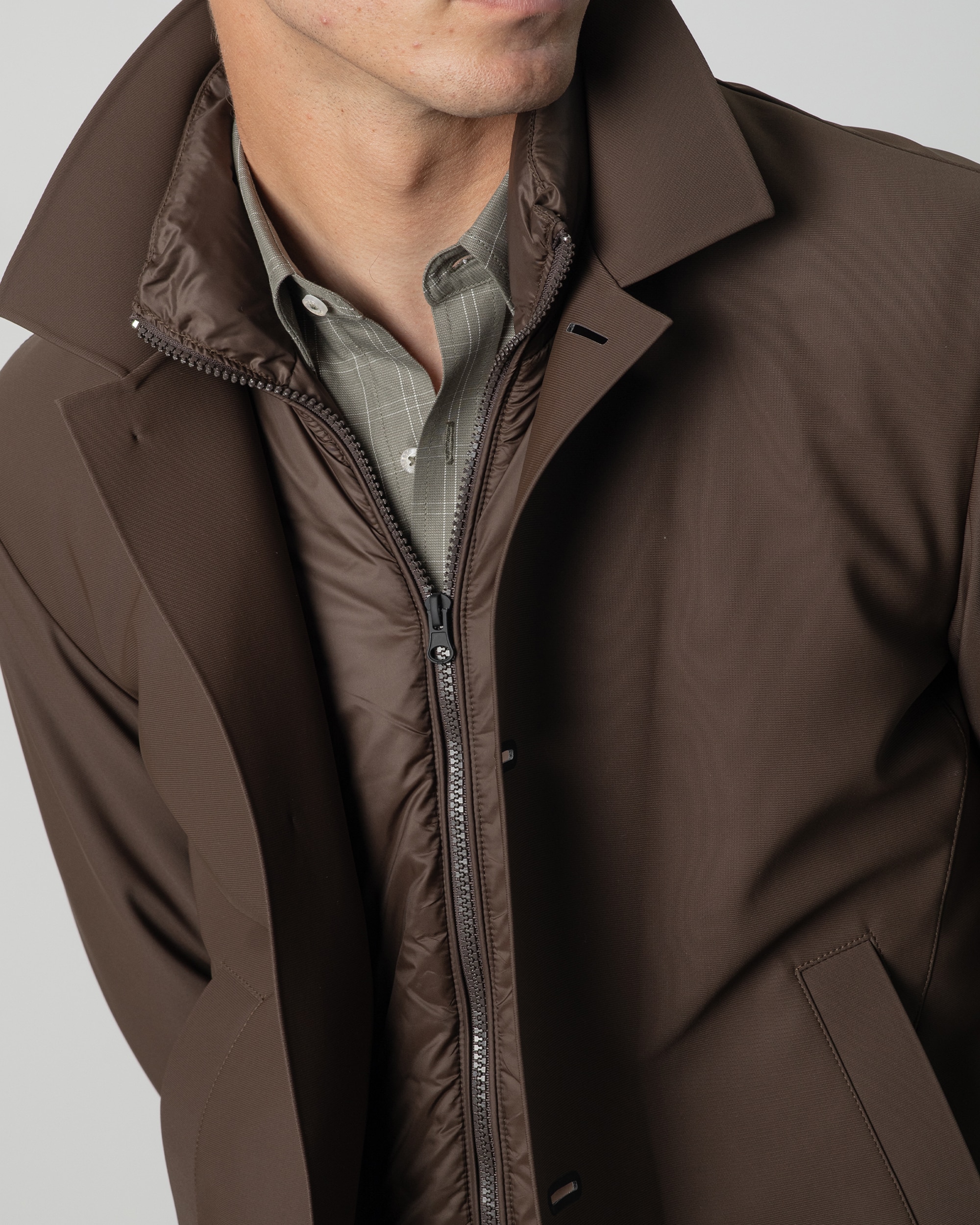 Gabardina acolchada cuello desmontable de hombre - PuroEgo - Marrón Marrón-3