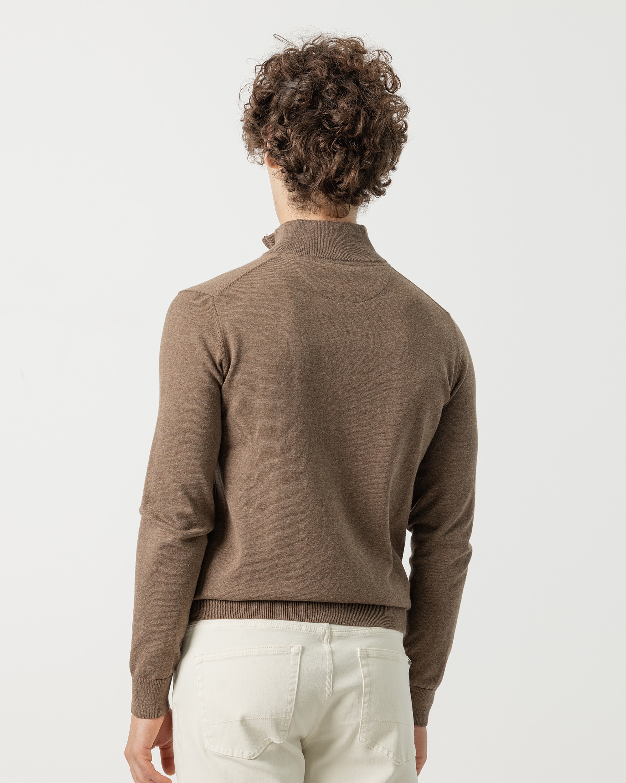 Imagen 4 de Jersey algodón cuello mock cremallera de hombre - PuroEgo - Marrón Marrón
