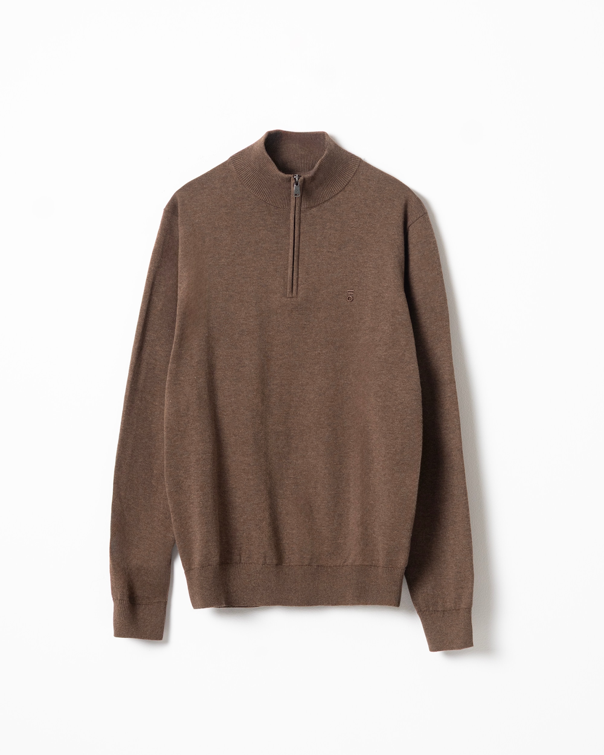 Imagen 5 de Jersey algodón cuello mock cremallera de hombre - PuroEgo - Marrón Marrón