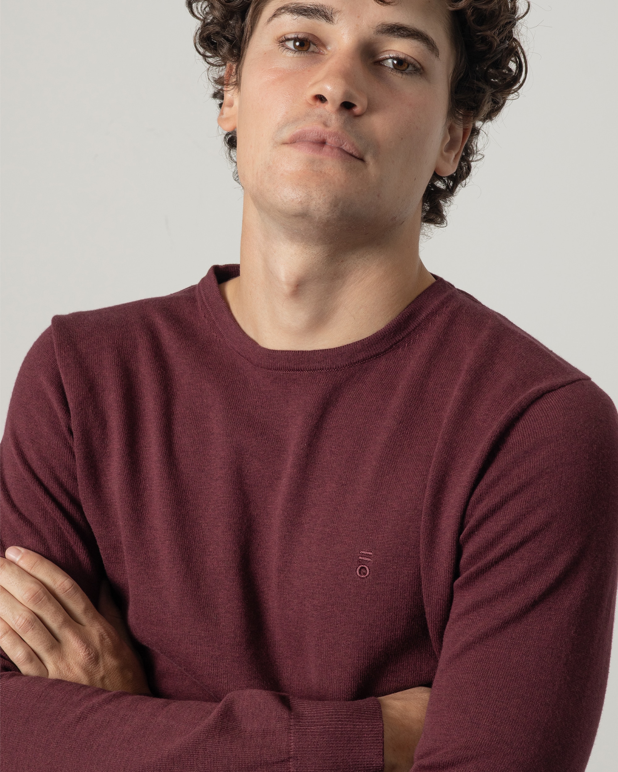 Jersey algodón cuello redondo de hombre - PuroEgo - Burdeos Burdeos-3