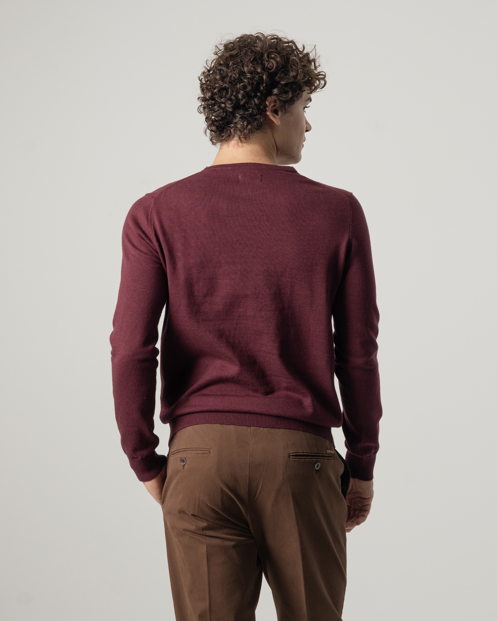 Jersey algodón cuello redondo de hombre - PuroEgo - Burdeos Burdeos-4