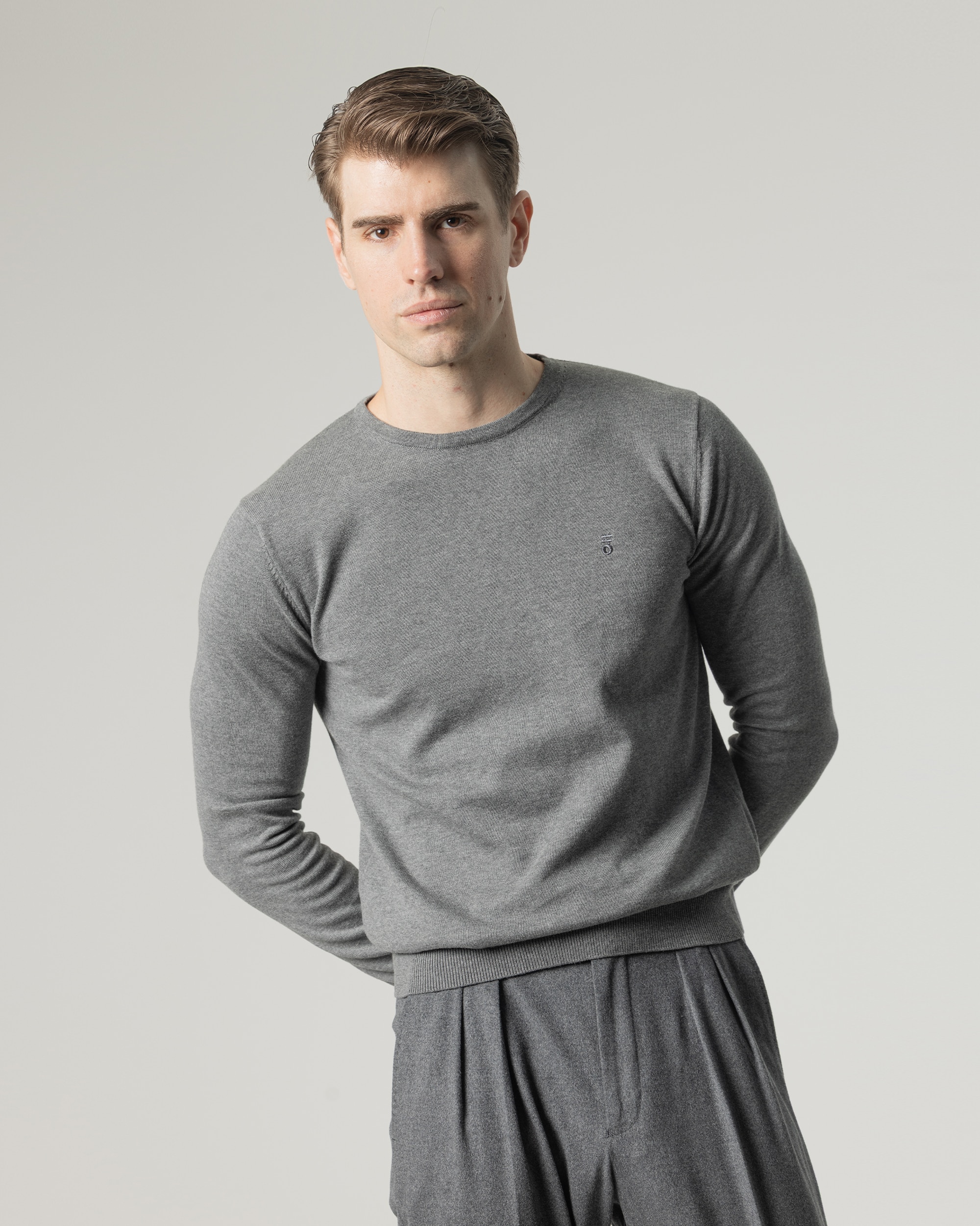 Jersey algodón cuello redondo de hombre - PuroEgo - Gris oscuro Gris oscuro-2