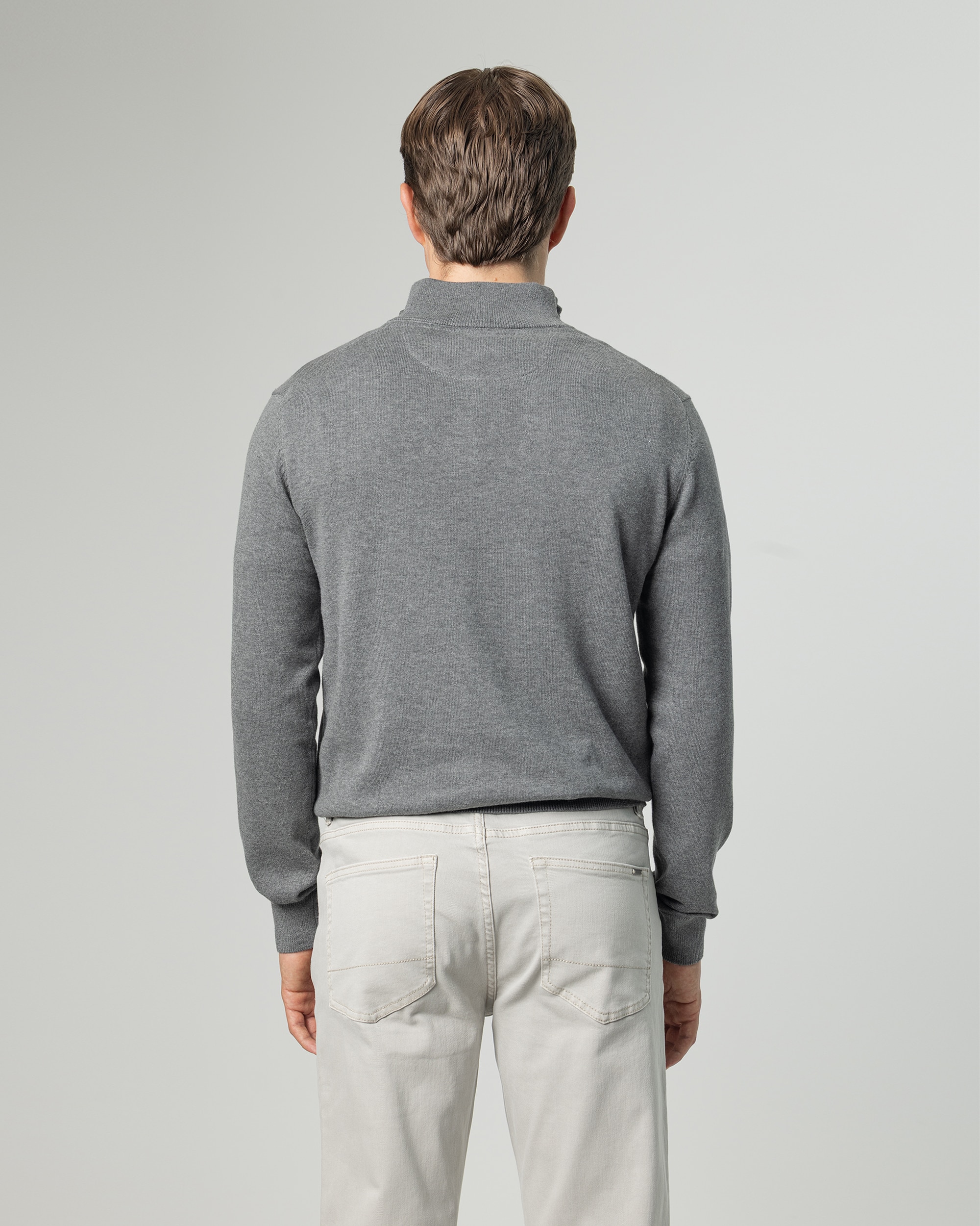 Imagen 4 de Jersey algodón cuello mock cremallera de hombre - PuroEgo - Gris oscuro Gris oscuro