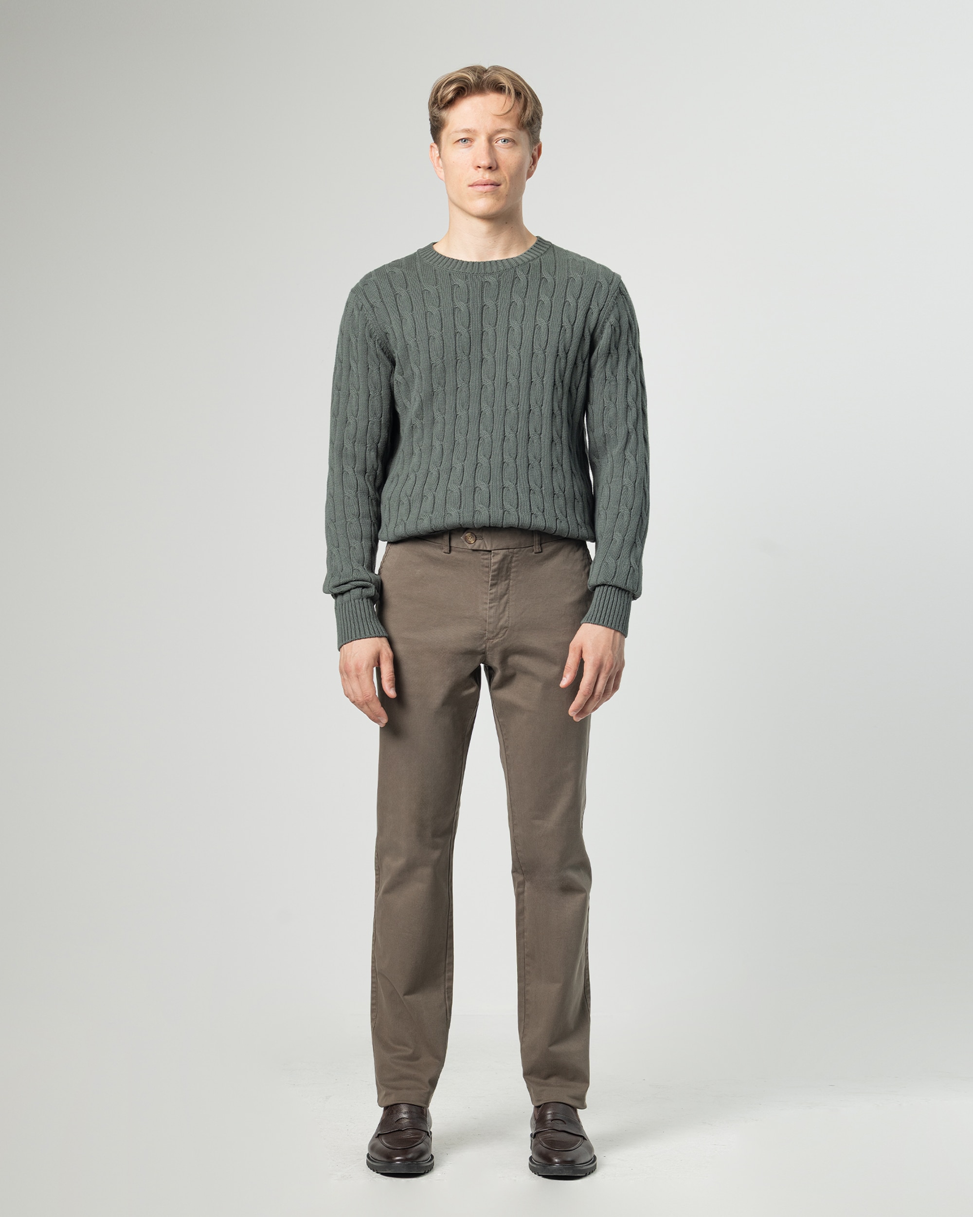 Pantalón chino twill de hombre slim fit - PuroEgo - Verde Verde-1