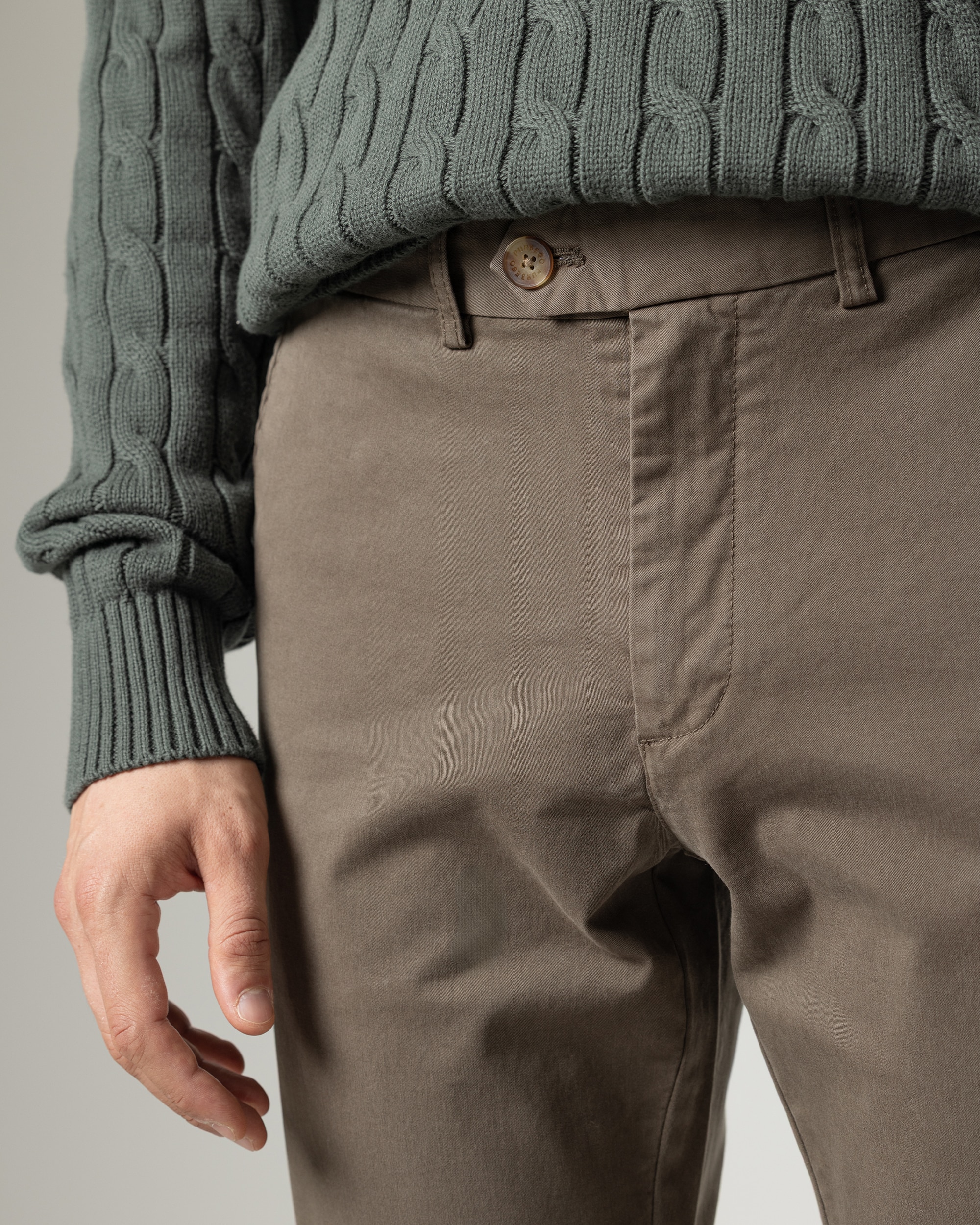 Pantalón chino twill de hombre slim fit - PuroEgo - Verde Verde-3