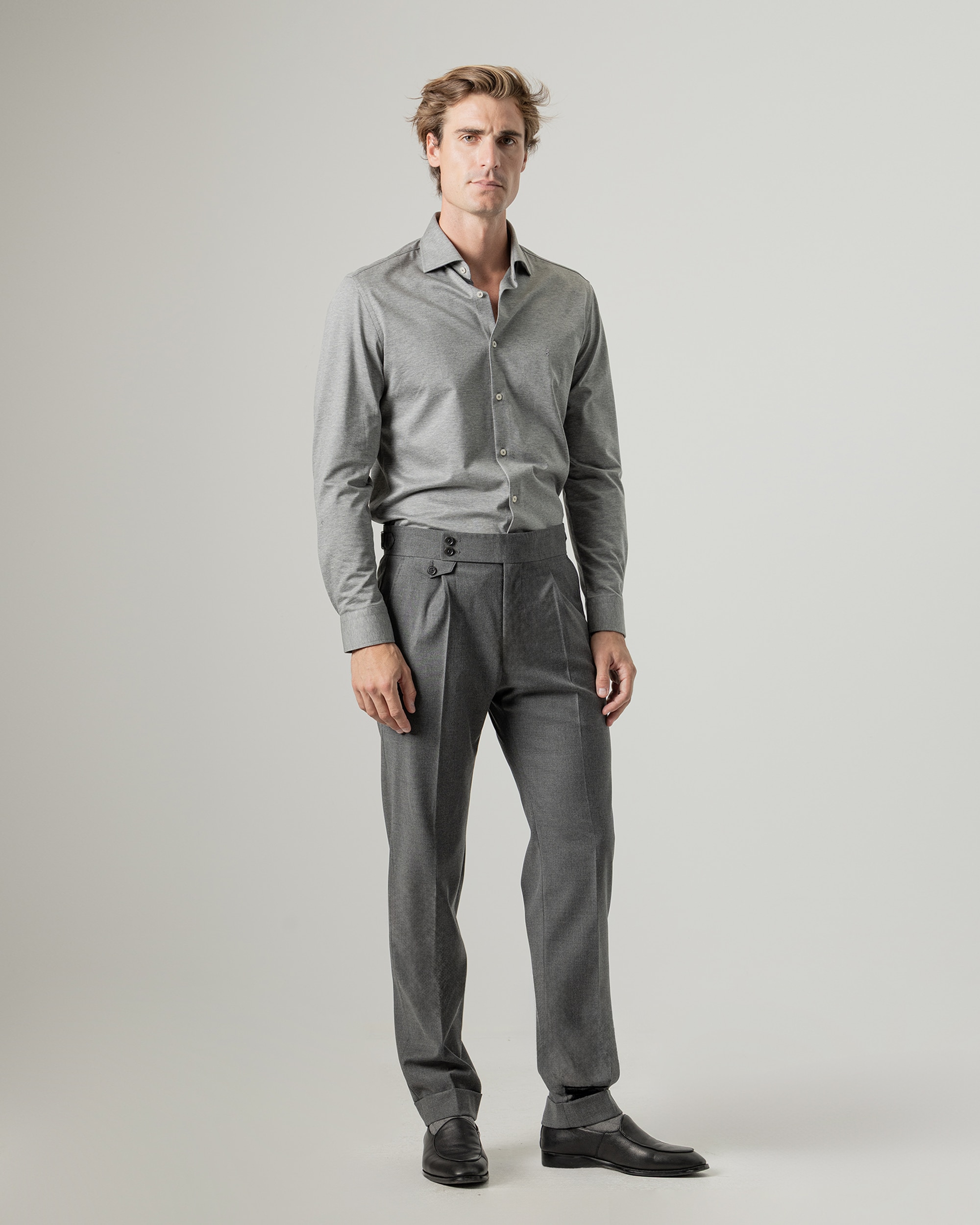 Pantalón de vestir con pinzas de hombre wide fit - PuroEgo - Gris oscuro Gris oscuro-1