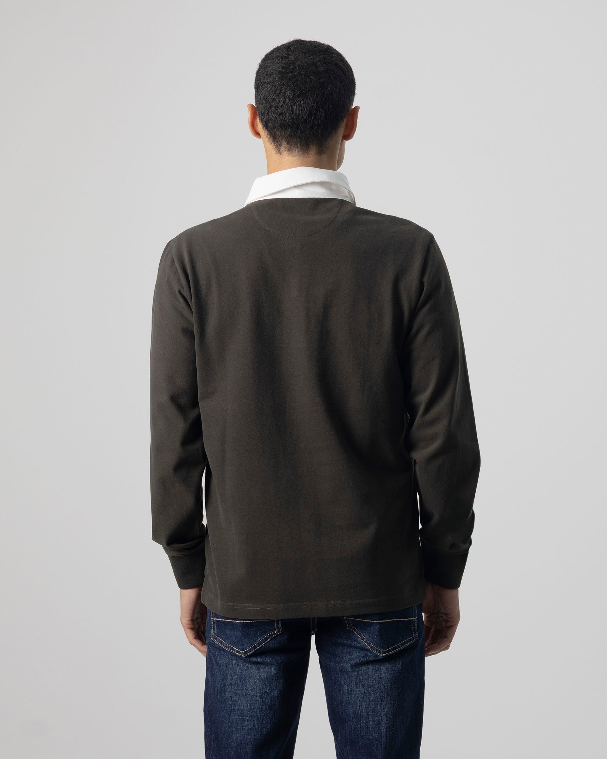 Imagen 4 de Polo liso manga larga de hombre cuello contraste - PuroEgo - Verde oscuro Verde oscuro