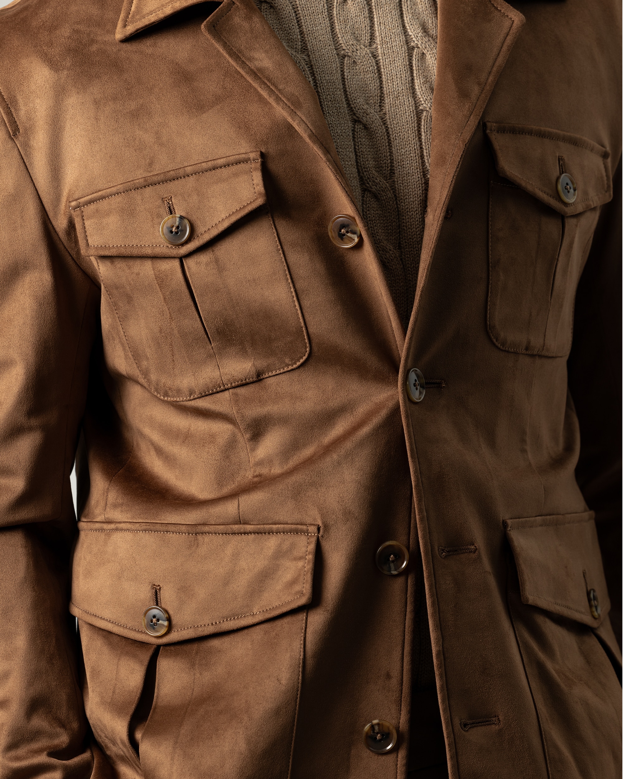 Sahariana suede de hombre - PuroEgo - Marrón Marrón-4