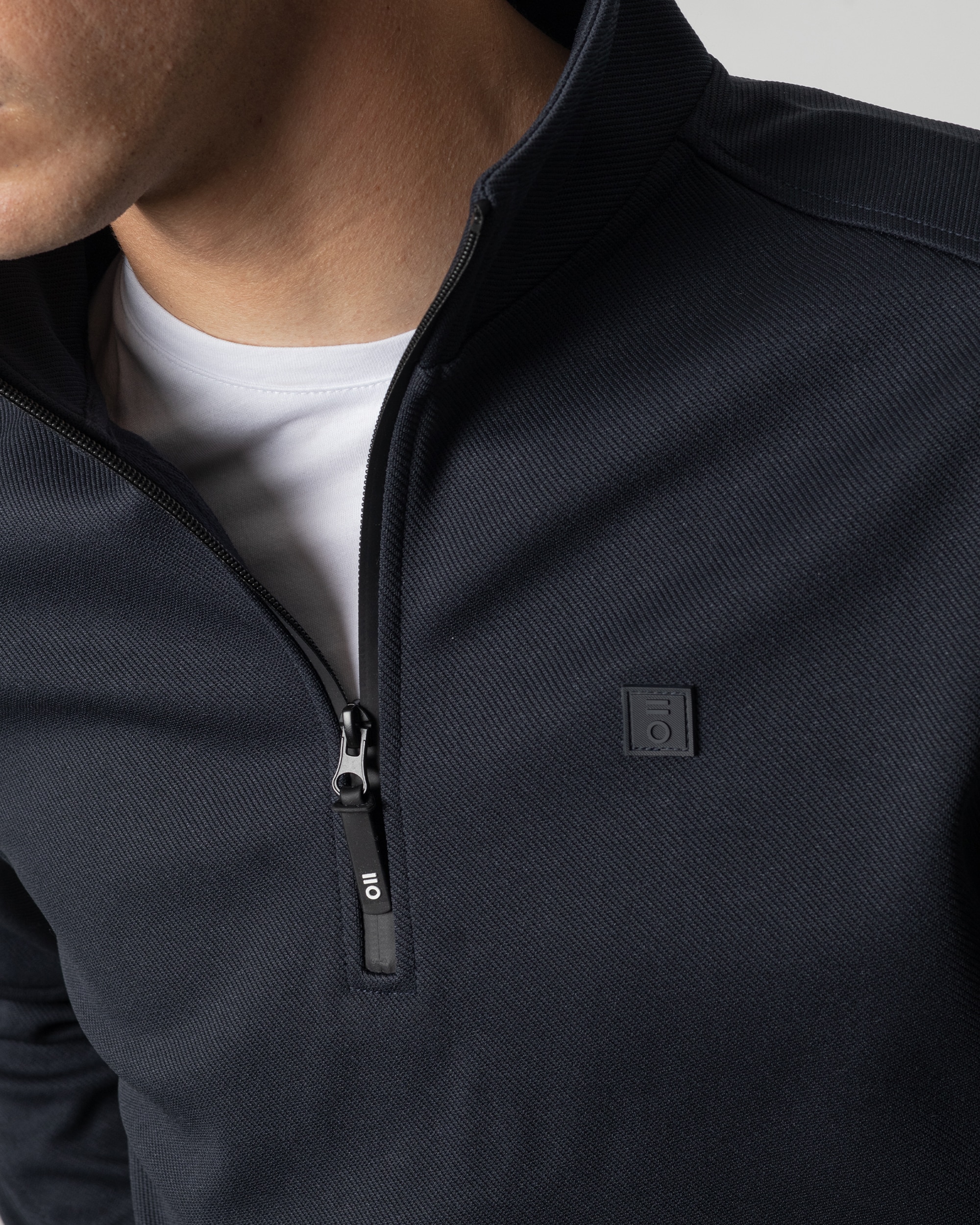 Sudadera técnica cuello mock media cremallera de hombre - PuroEgo - Azul oscuro Azul oscuro-3