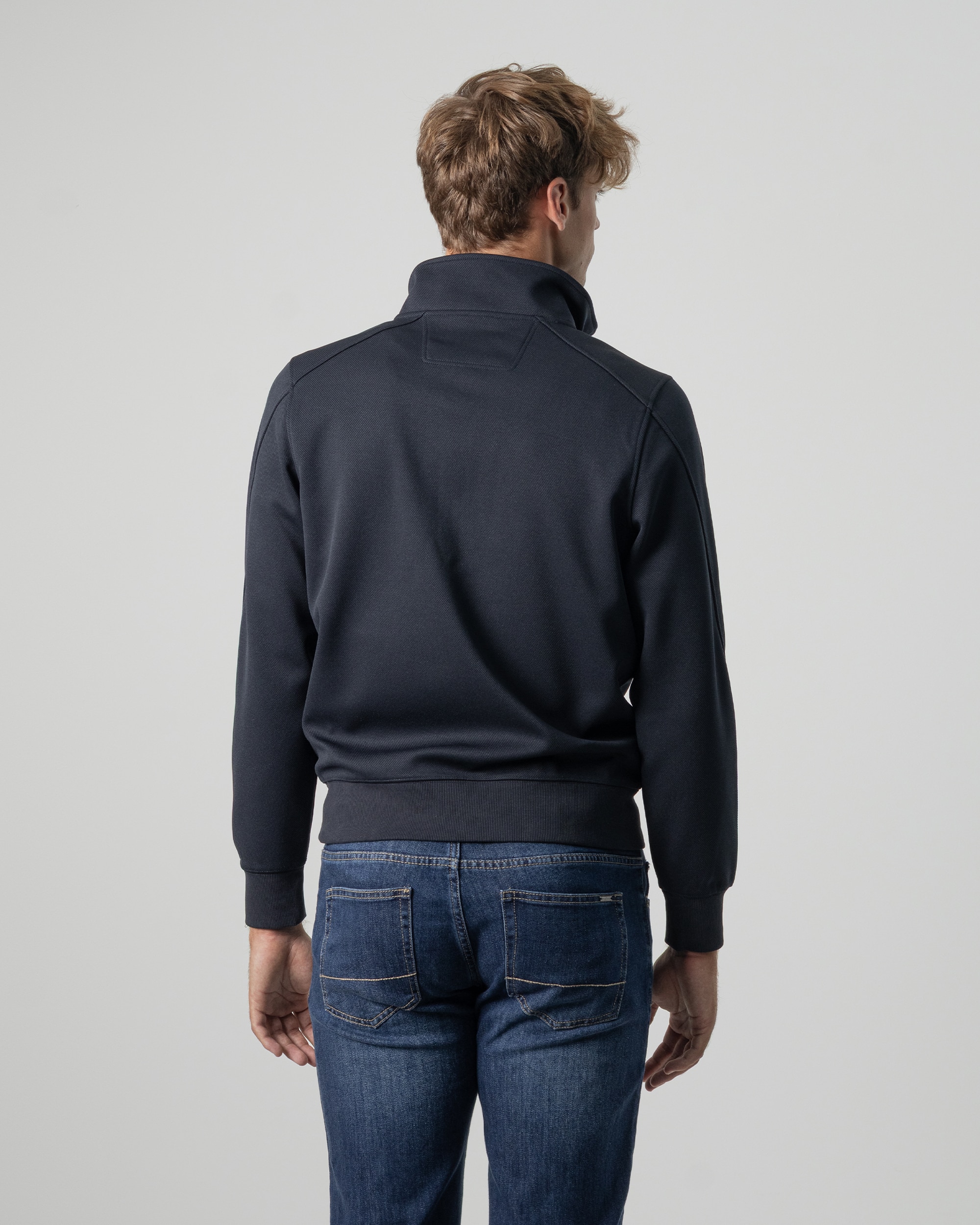 Sudadera técnica cuello mock media cremallera de hombre - PuroEgo - Azul oscuro Azul oscuro-4