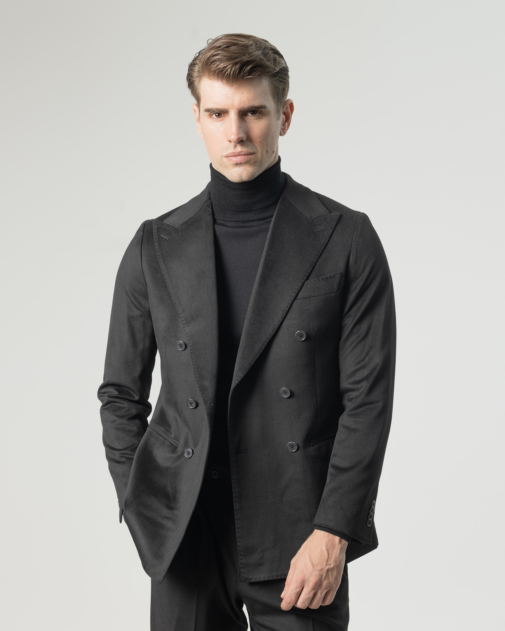 Americana cruzada de hombre slim fit - PuroEgo - Negro Negro-2