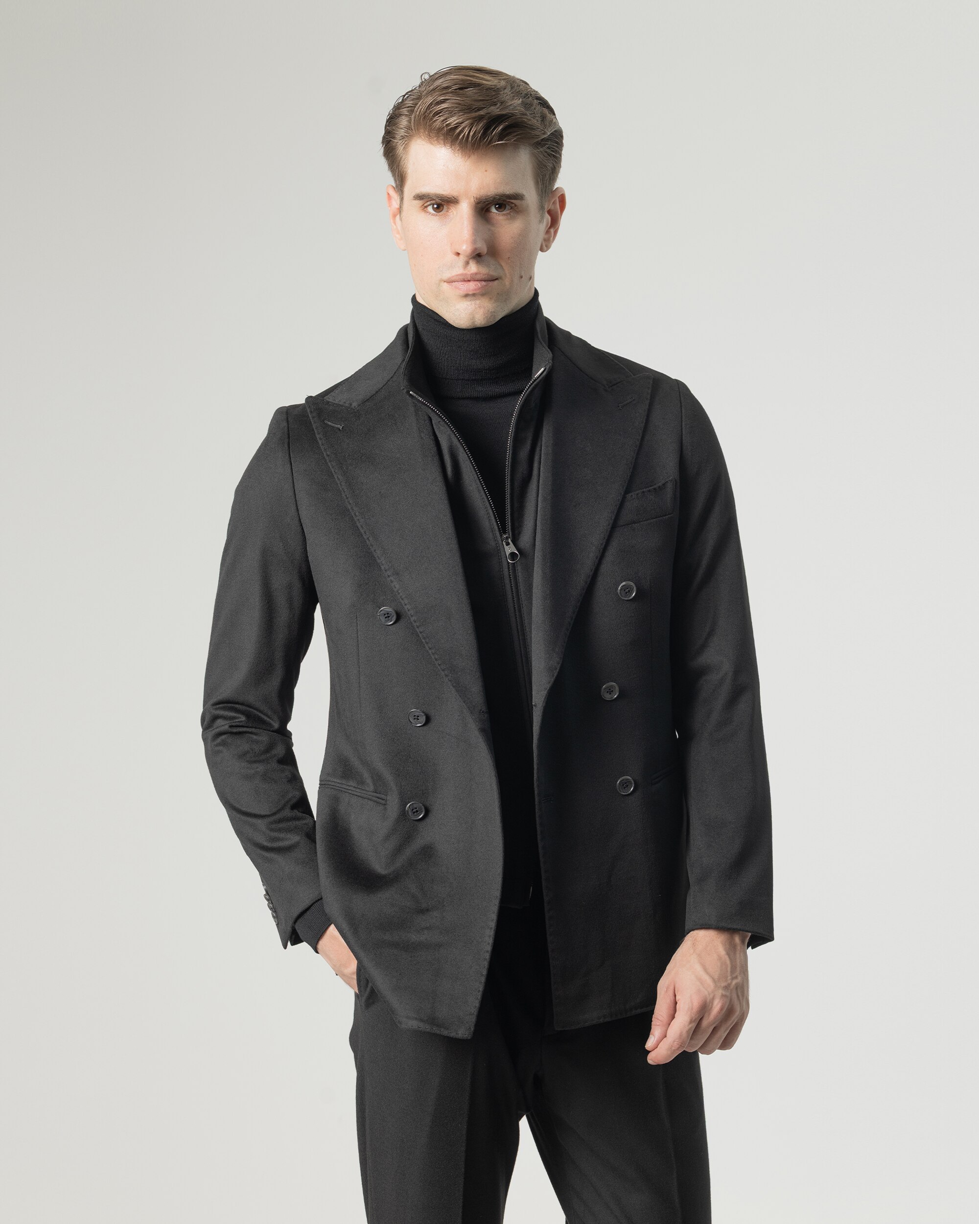 Americana cruzada de hombre slim fit - PuroEgo - Negro Negro-3