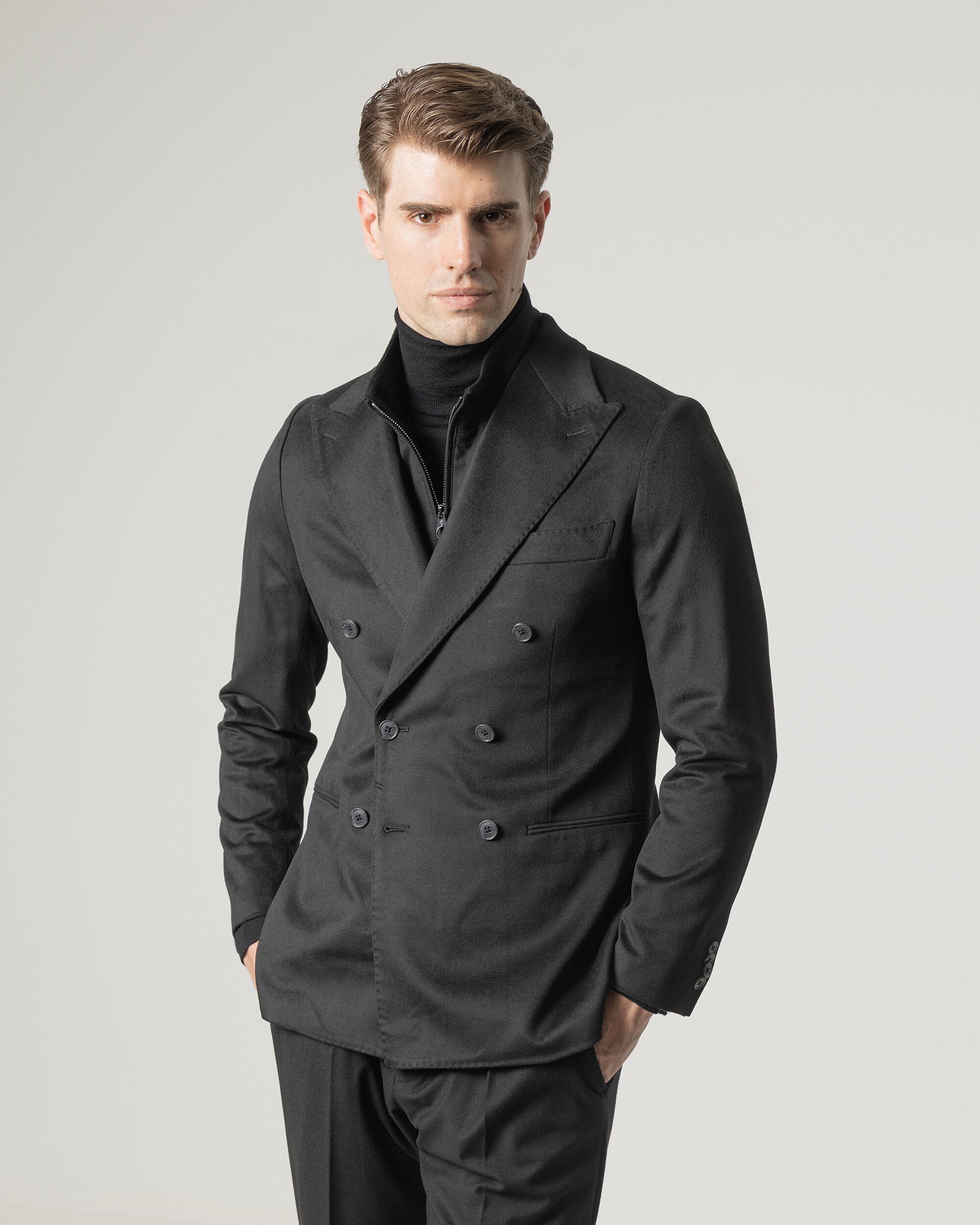 Americana cruzada de hombre slim fit - PuroEgo - Negro Negro-4