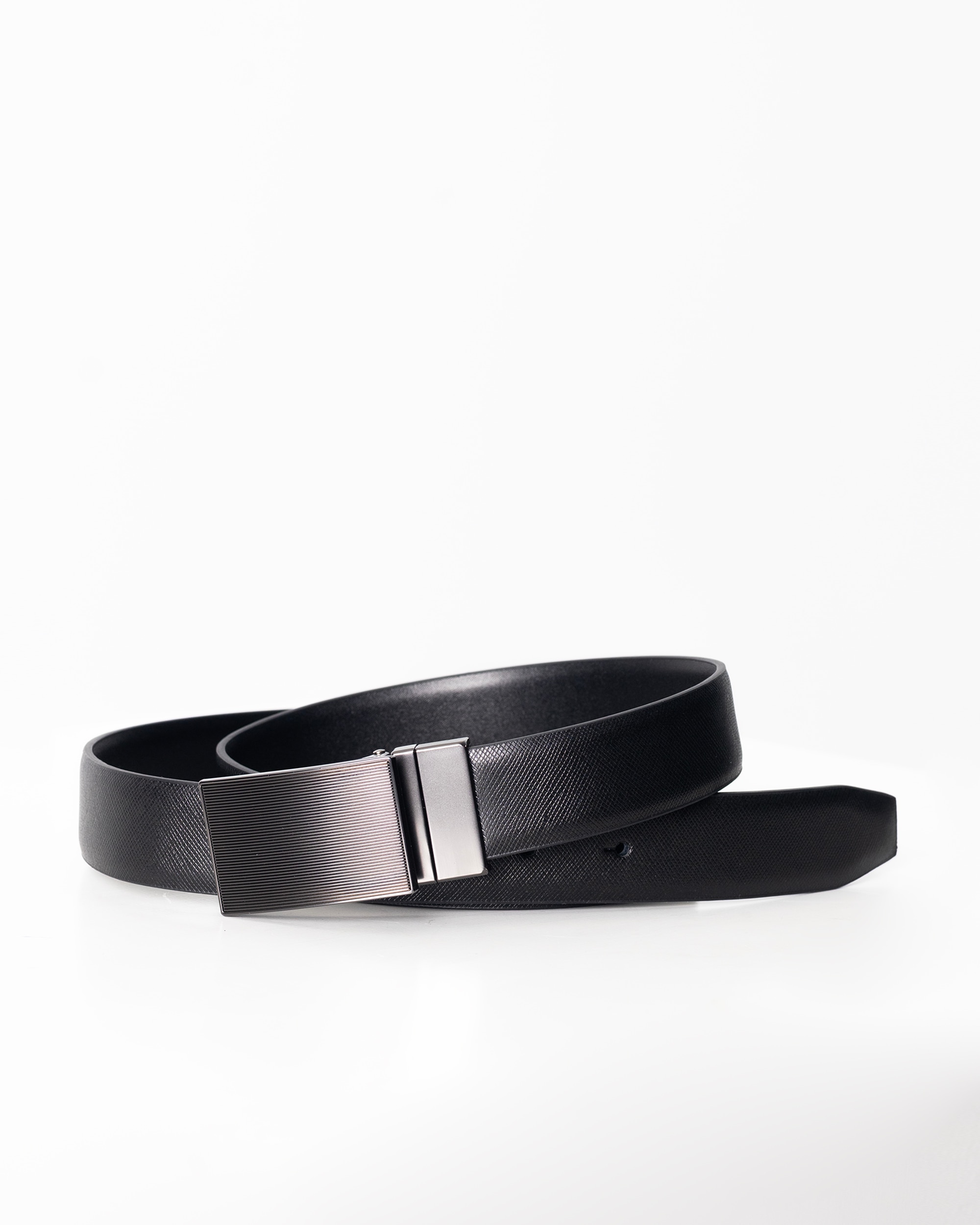 Cinturón de piel reversible hebilla metálica de hombre - PuroEgo - Negro Negro-1