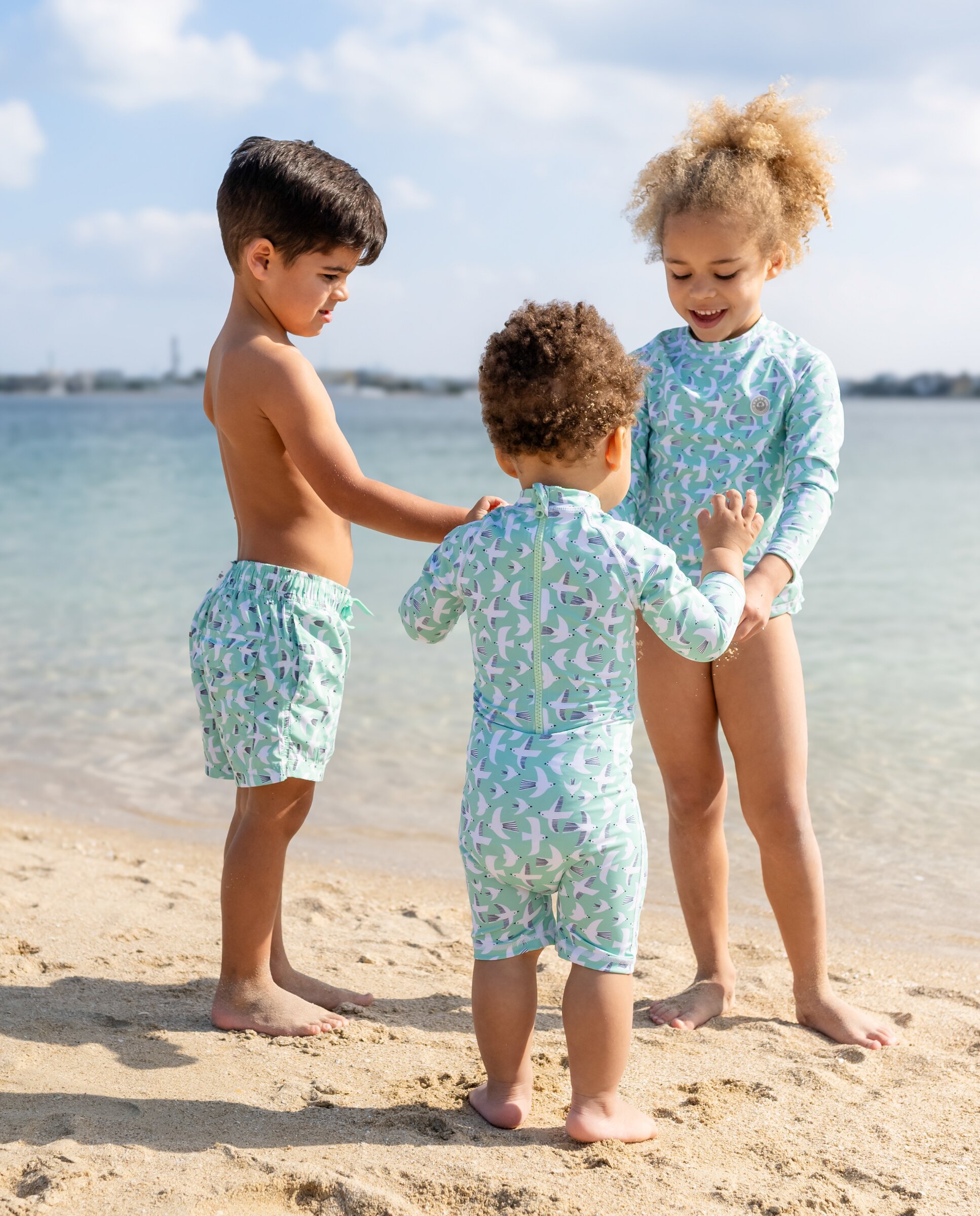 Imagen 4 de Bañador short niño estampado gaviotas - Badawii - Verde Verde