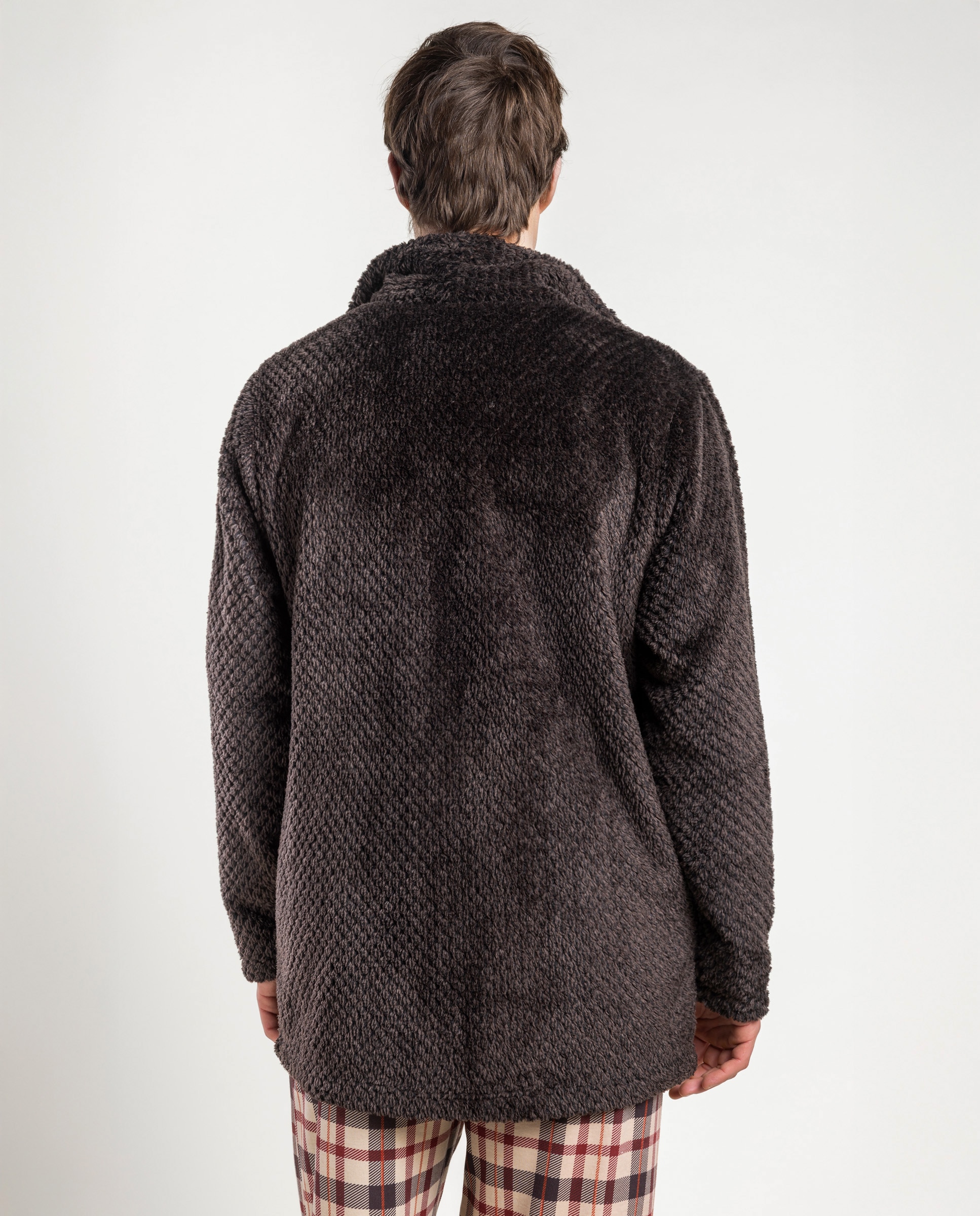 Bata de manga larga de hombre de tejido polar con cremallera - Admas - Marrón Marrón-2