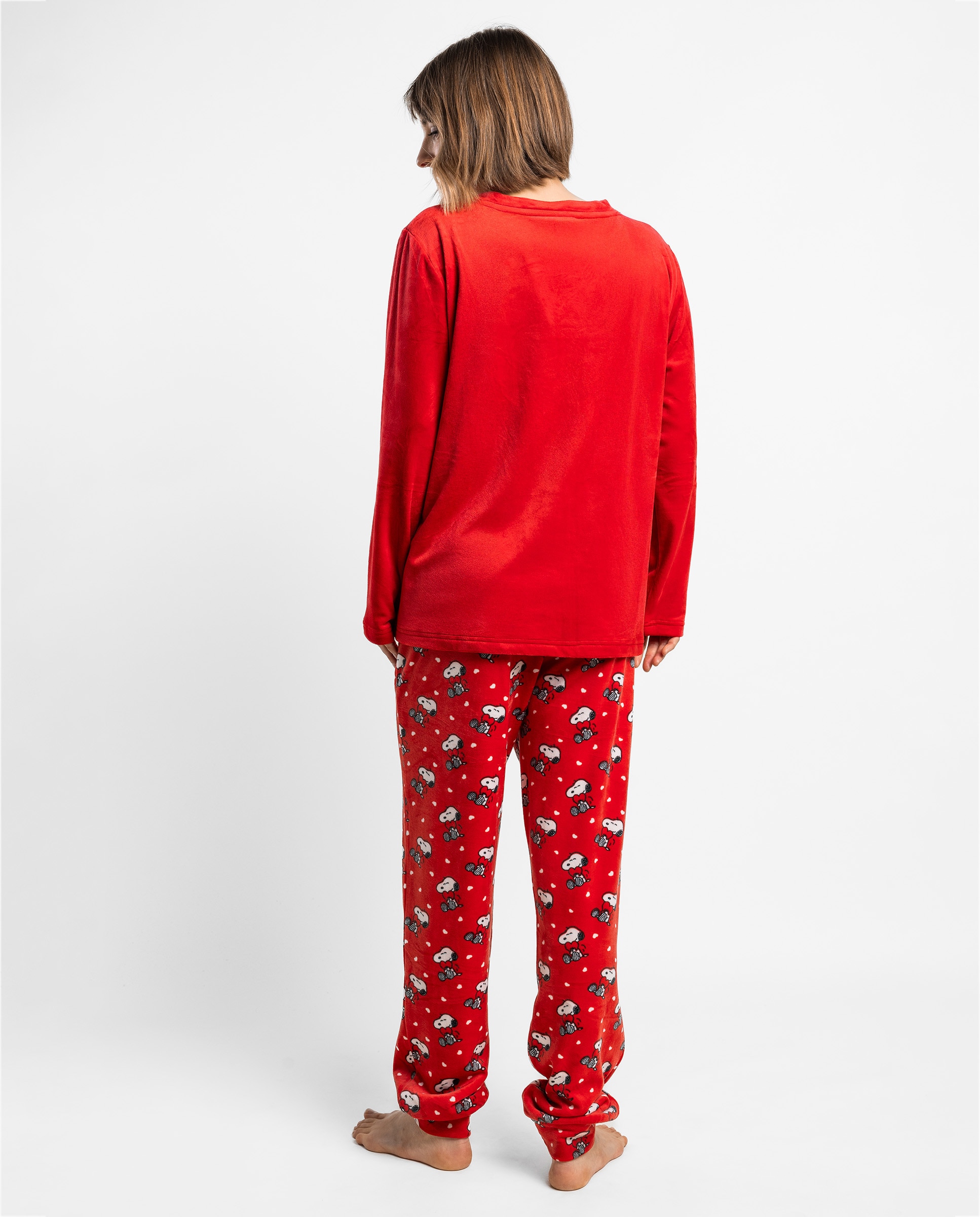 Imagen 2 de Pijama largo de mujer de tejido de terciopelo doble cara - Peanuts - Rojo Rojo