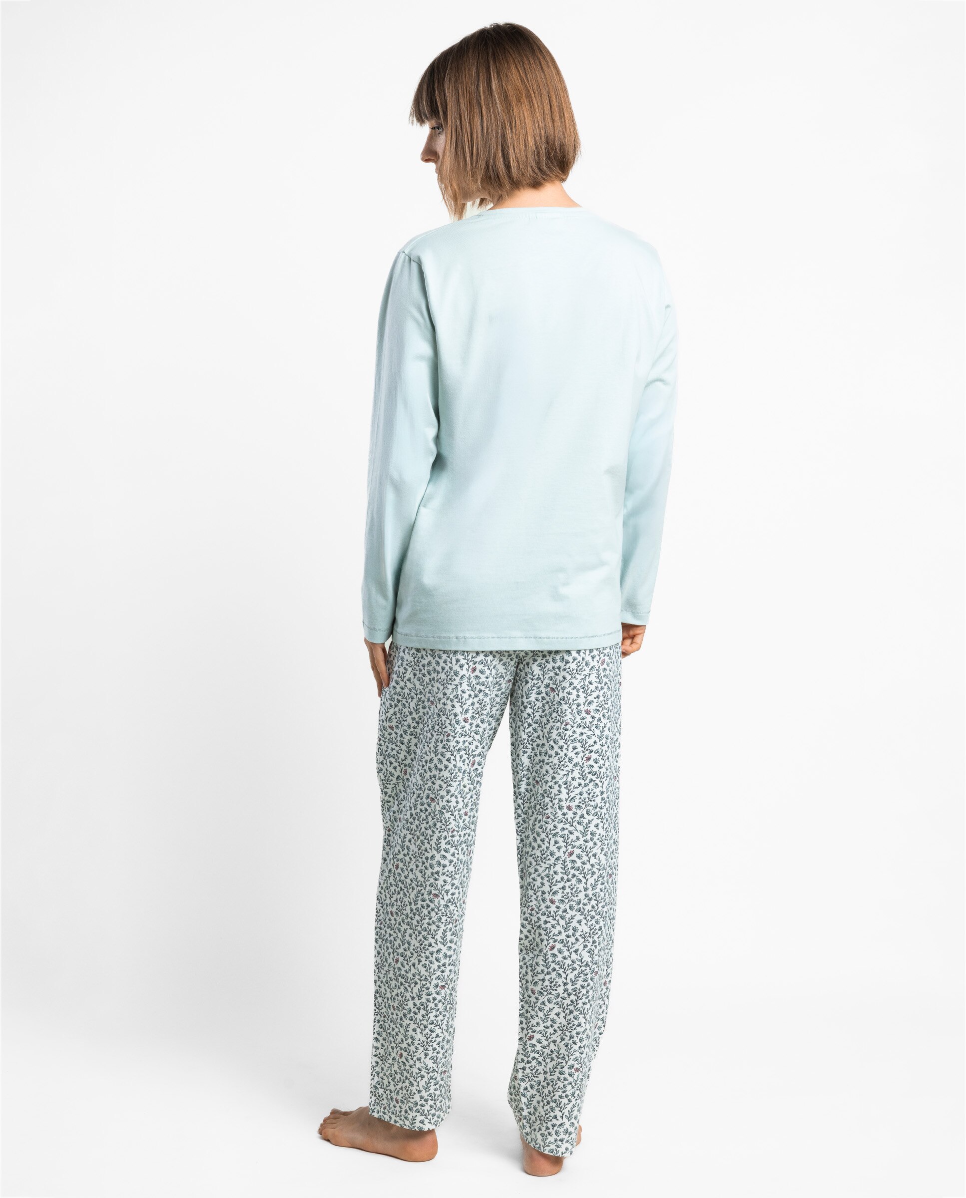 Pijama largo de mujer de punto de algodón - Peanuts - Azul Azul-2