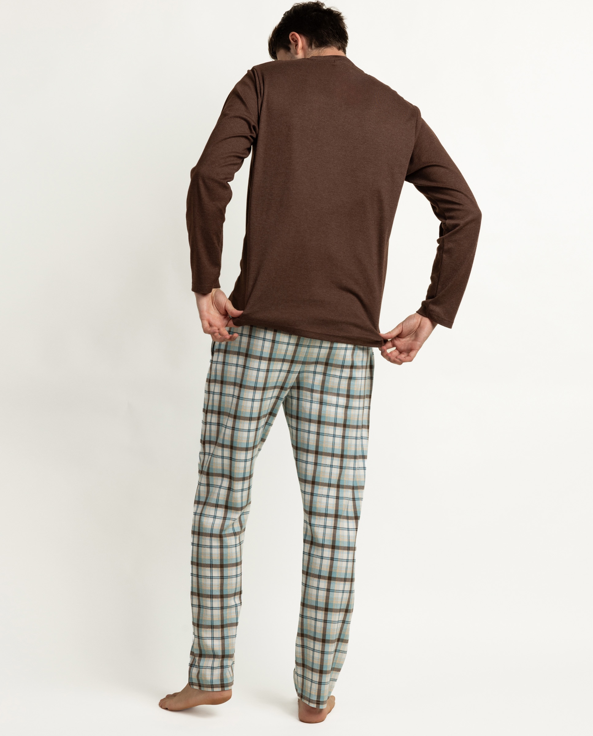 Imagen 2 de Pijama completo largo de hombre de punto de algodón - Admas - Marrón Marrón