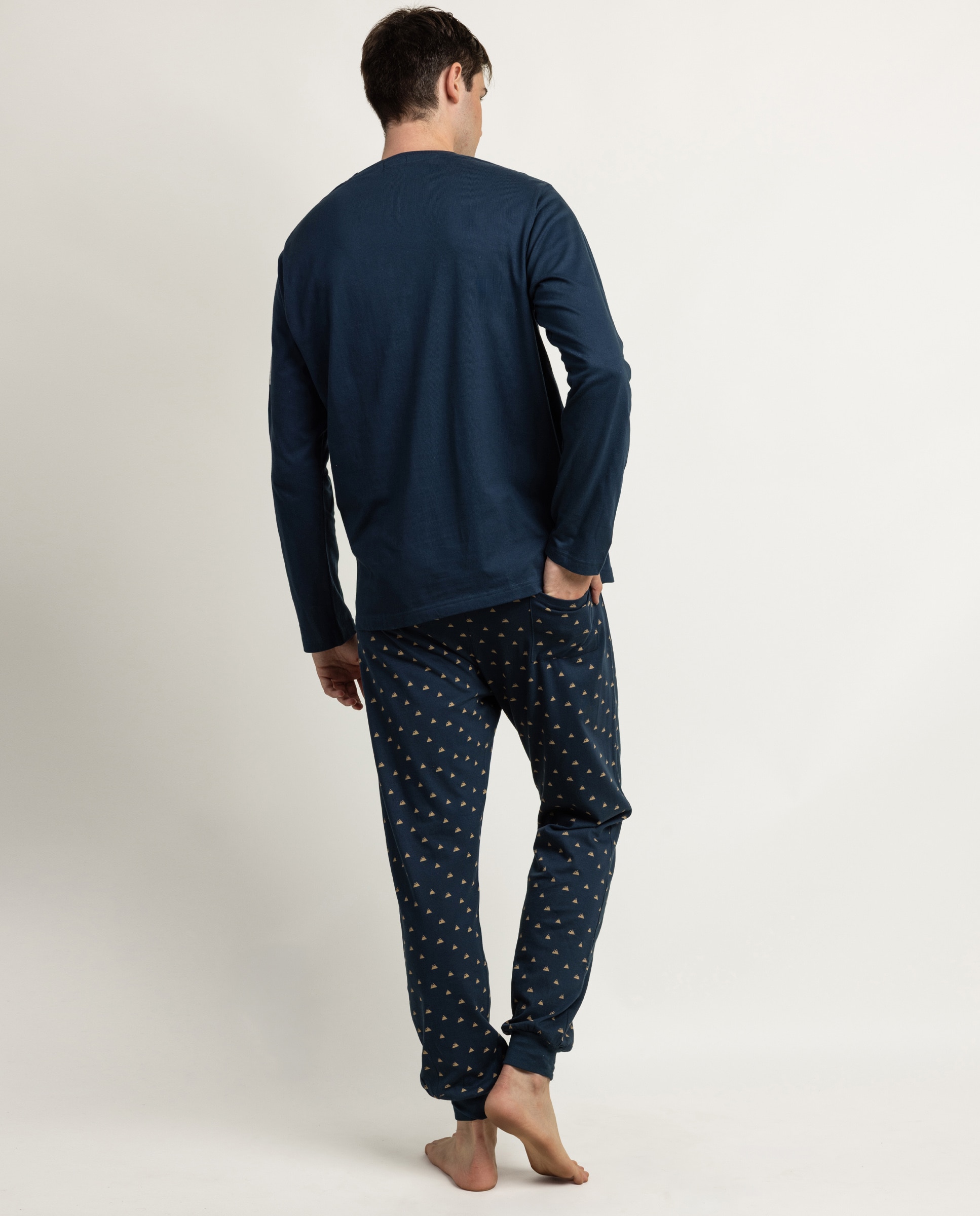Imagen 2 de Pijama completo largo de hombre de punto de algodón - Admas - Azul Azul