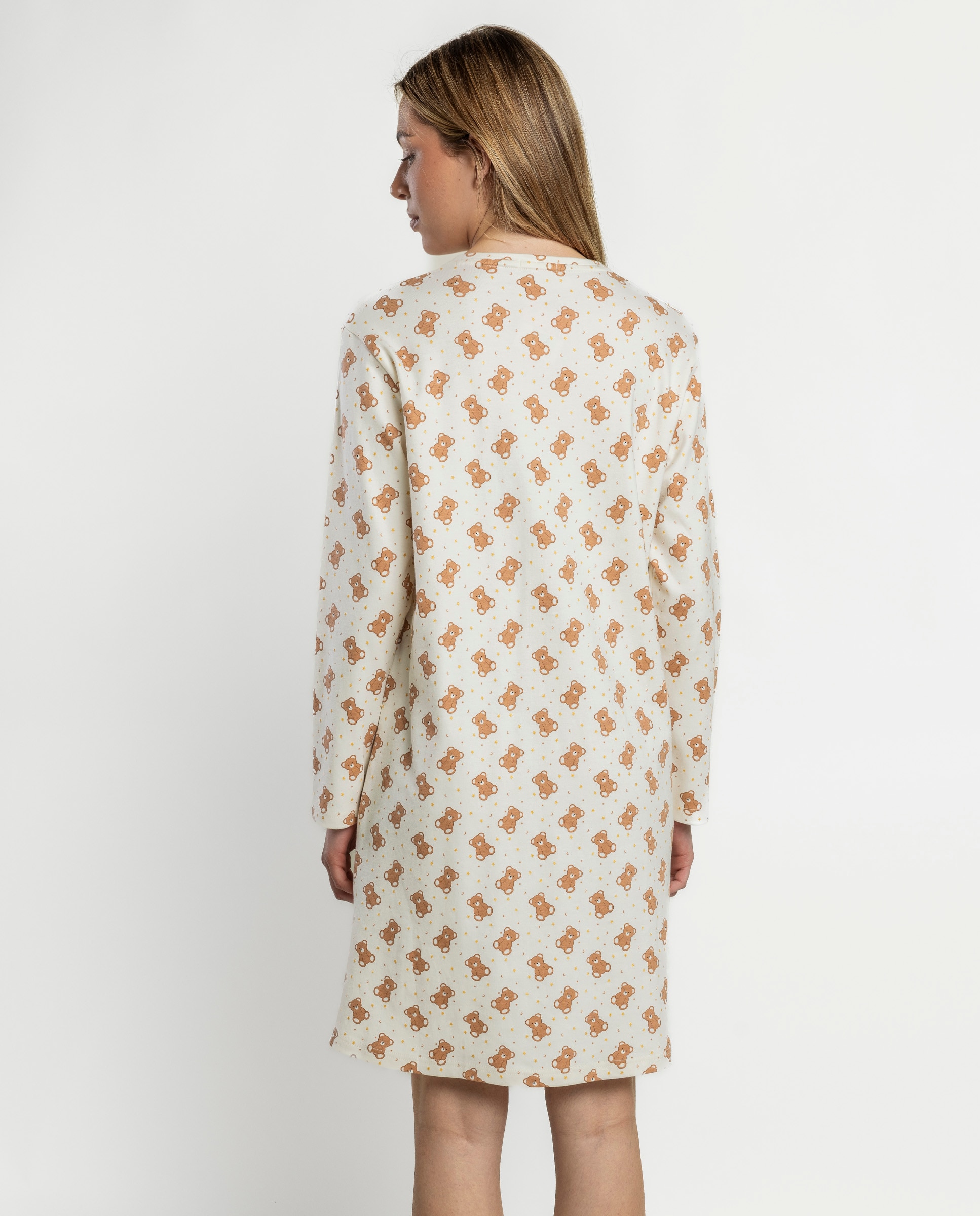 Camisón largo de mujer de punto interlock - Admas - Crudo Crudo-2