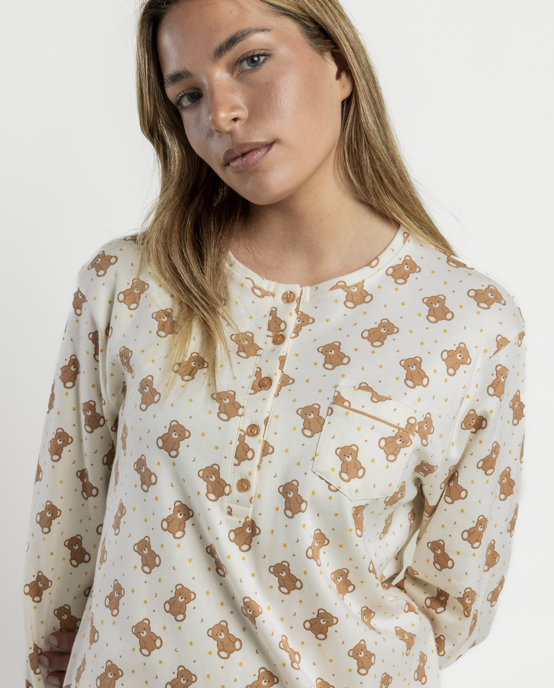 Camisón largo de mujer de punto interlock - Admas - Crudo Crudo-3