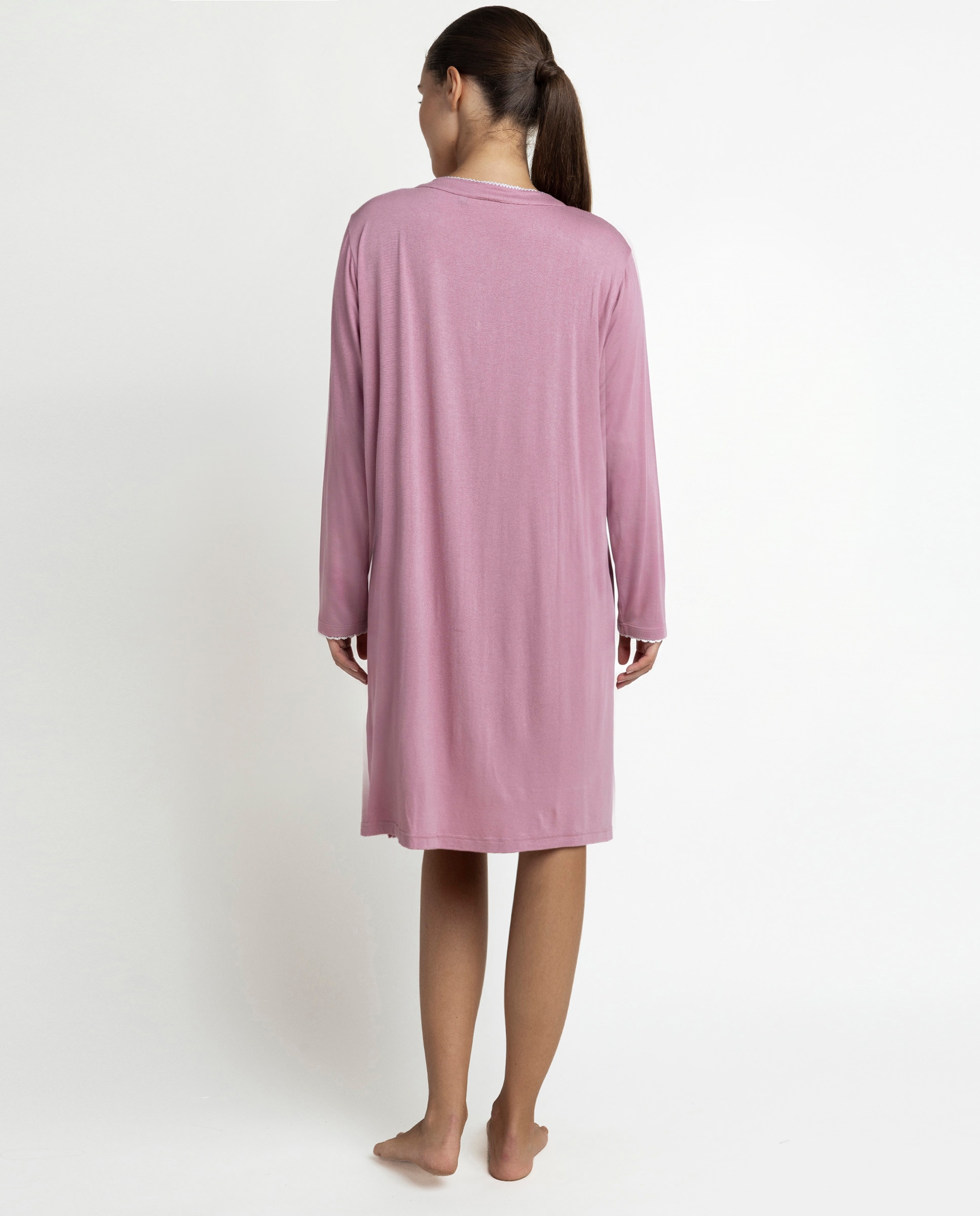 Camisón largo de mujer de punto viscosa - Admas - Rosa Rosa-2