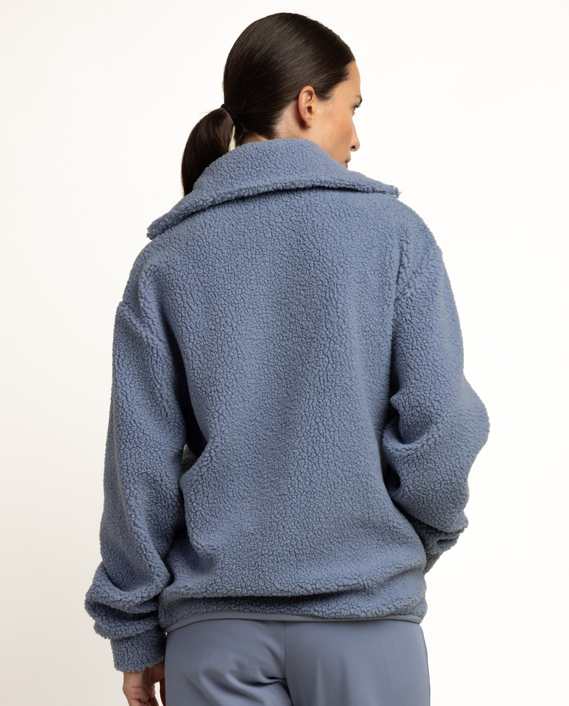 Bata de manga larga de mujer de tejido polar con cremallera - Admas - Azul Azul-2