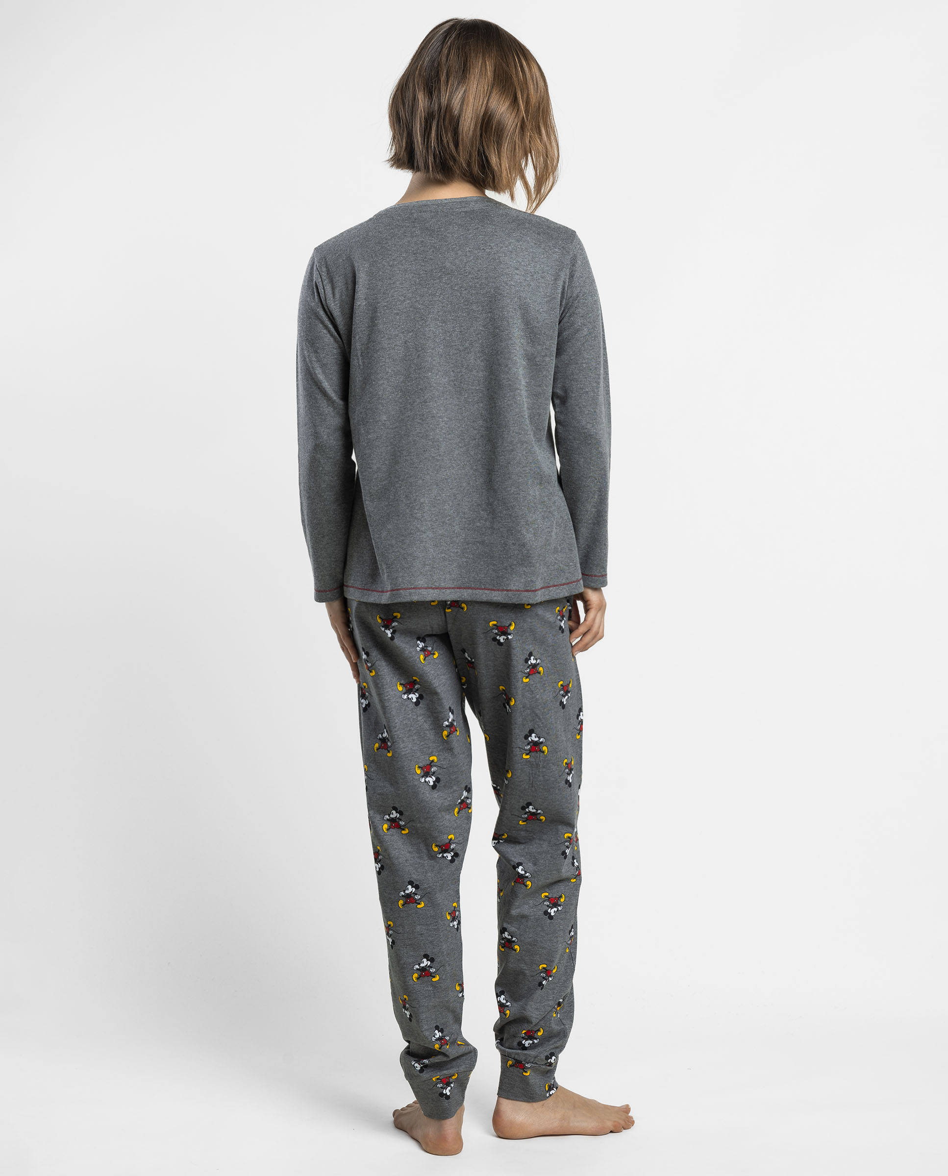 Pijama largo de mujer de punto interlock de algodón - Disney - Gris Gris-2