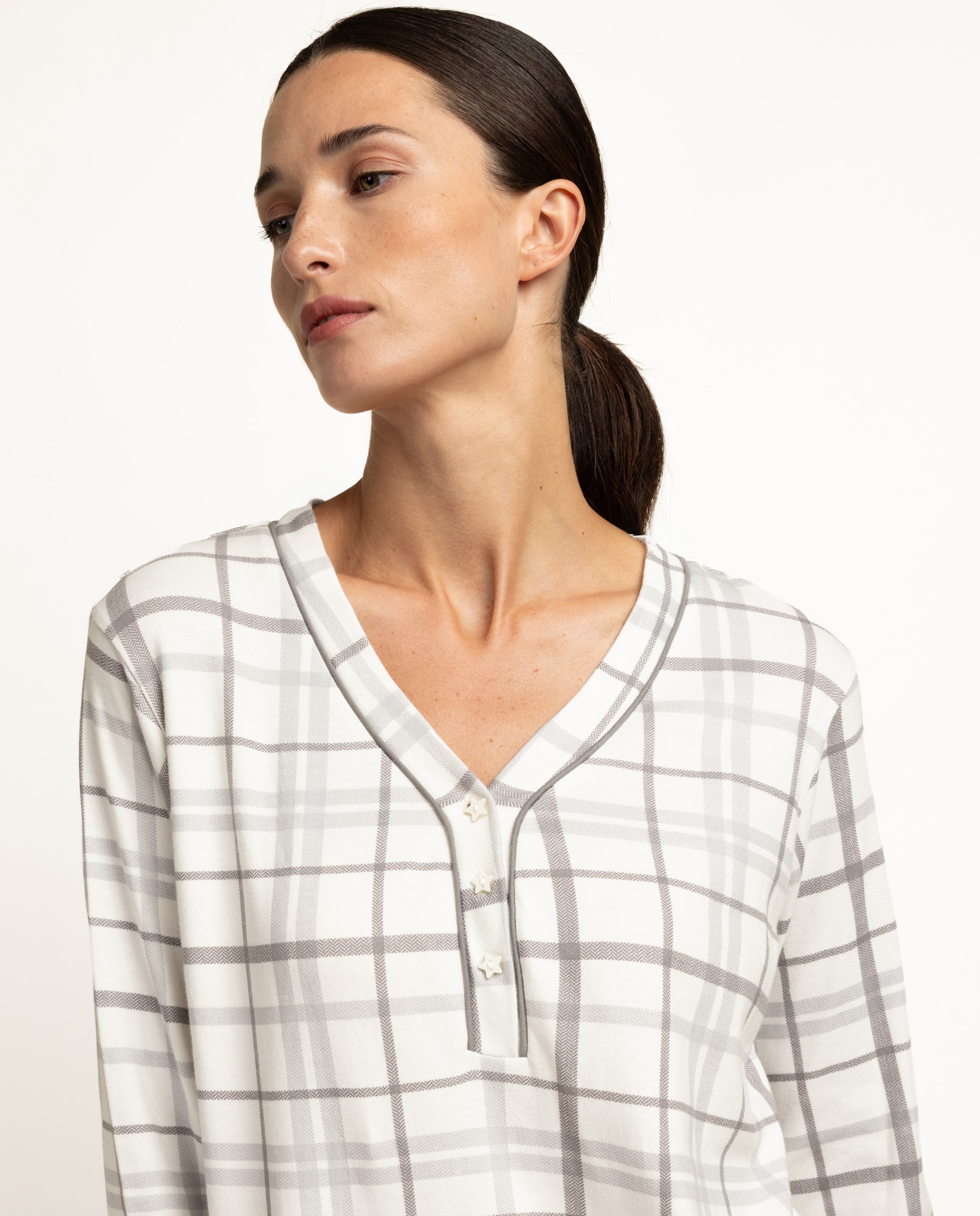 Camisón largo de mujer de punto interlock - Admas - Gris Gris-3