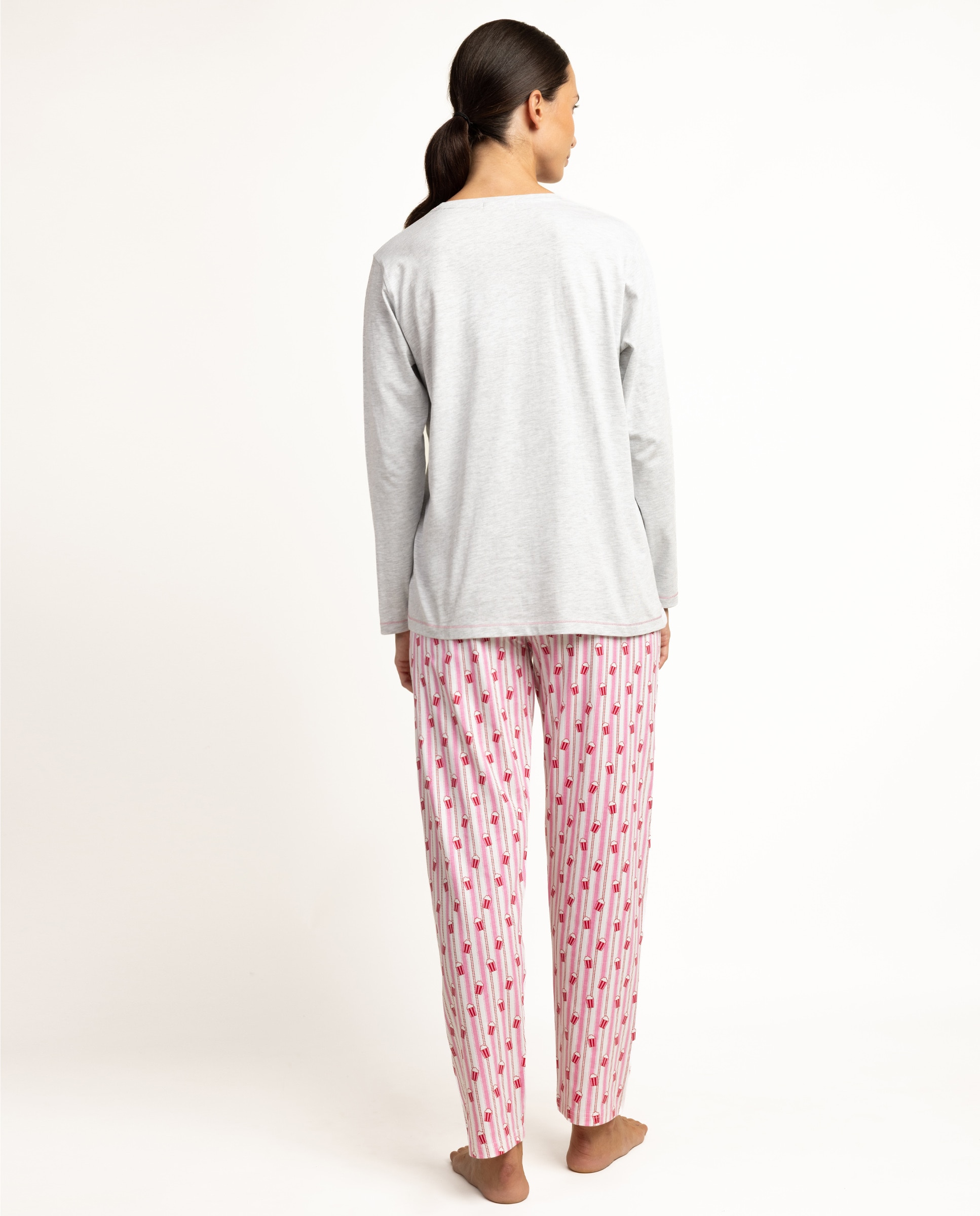 Pijama largo de mujer de punto de algodón - Admas - Gris Gris-2