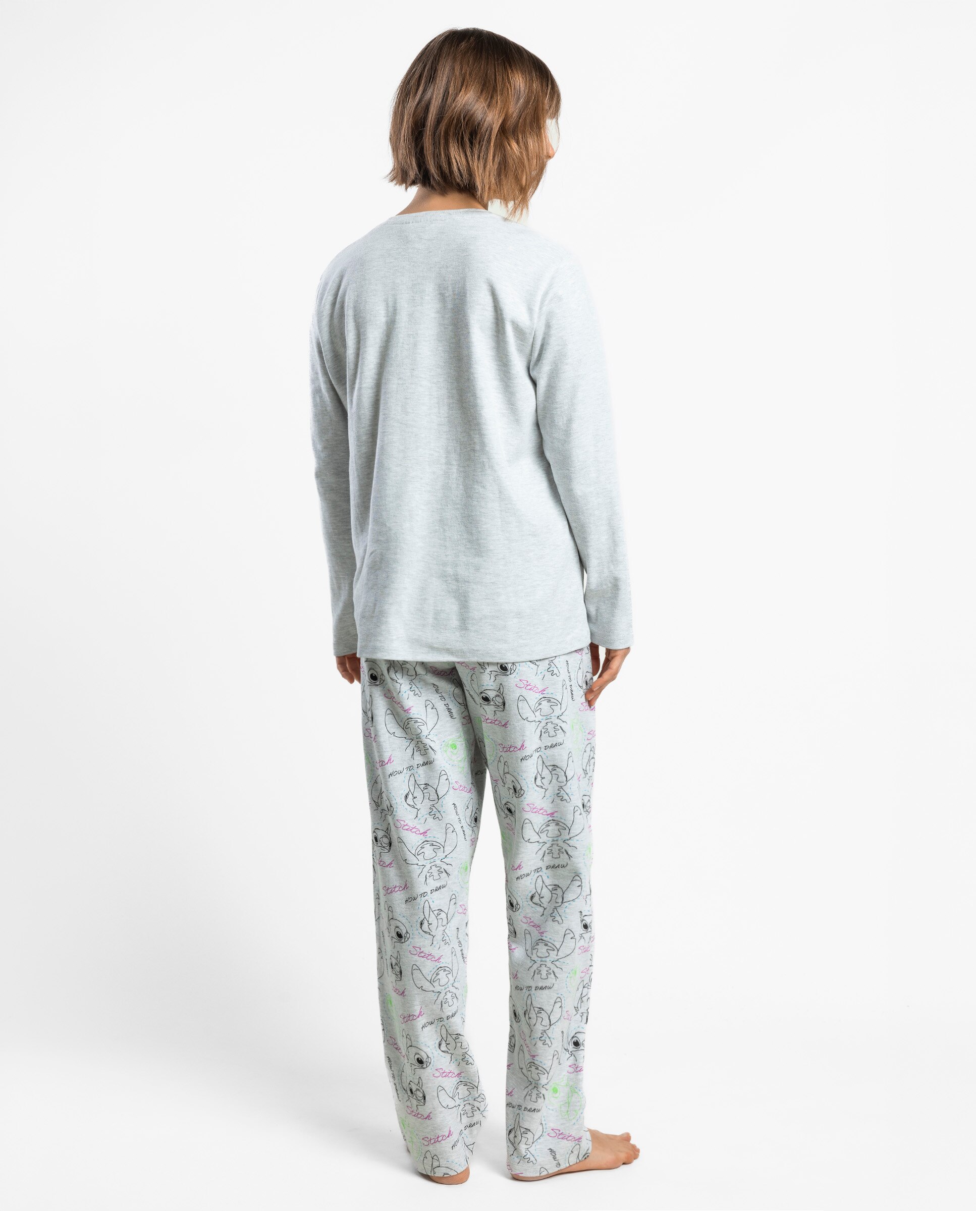 Pijama largo de mujer de punto de algodón - Disney - Gris Gris-2