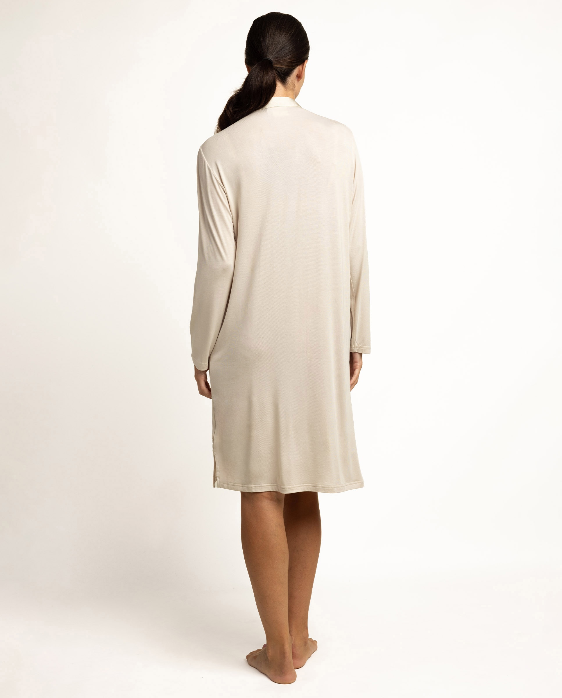 Camisón largo de mujer de tela satén - Admas - Crema Crema-2