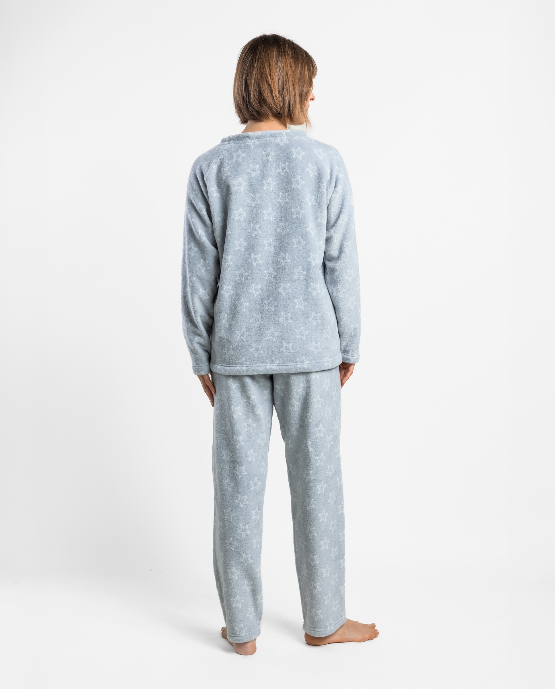Pijama largo de mujer de tejido polar - Admas - Gris Gris-2
