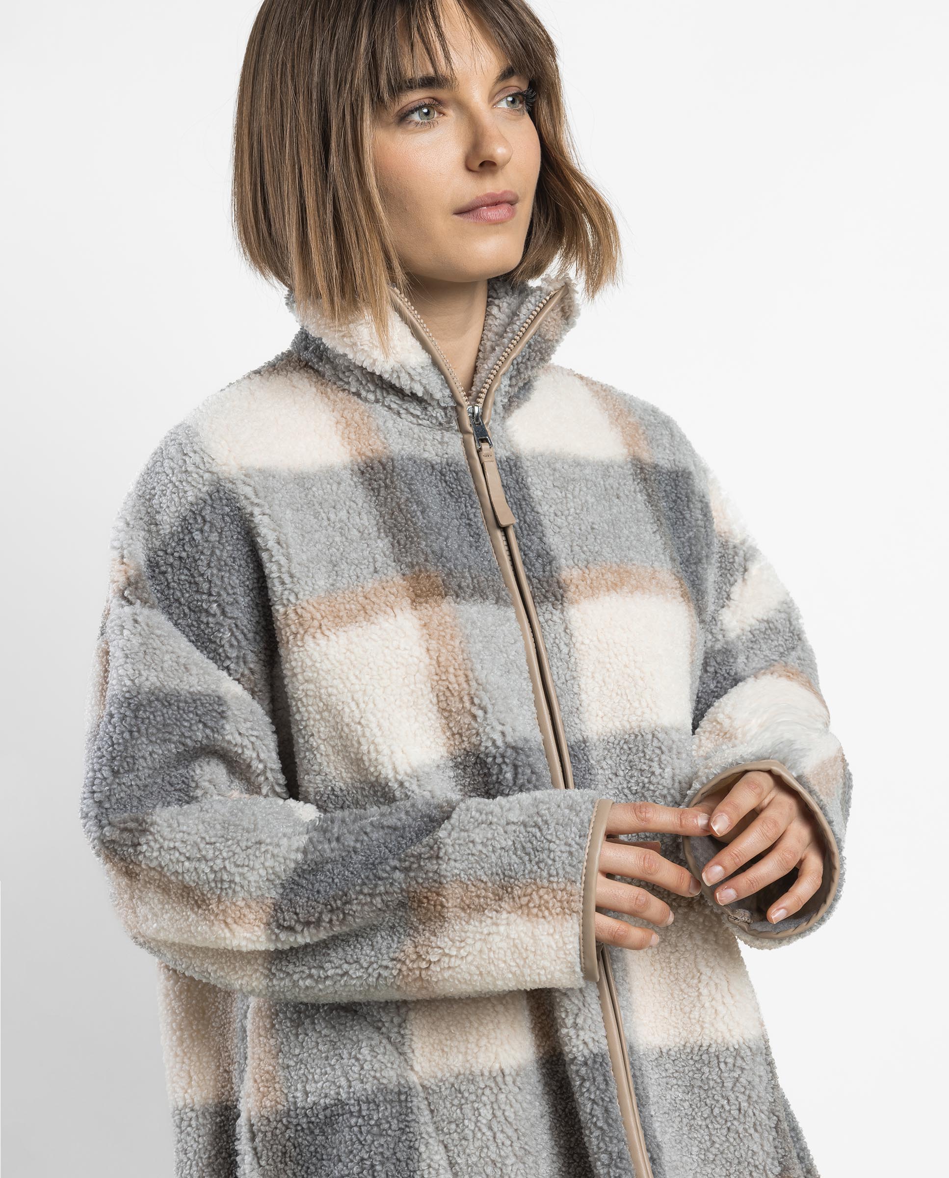 Bata de manga larga de mujer de tejido polar con cremallera - Admas - Crudo Crudo-3