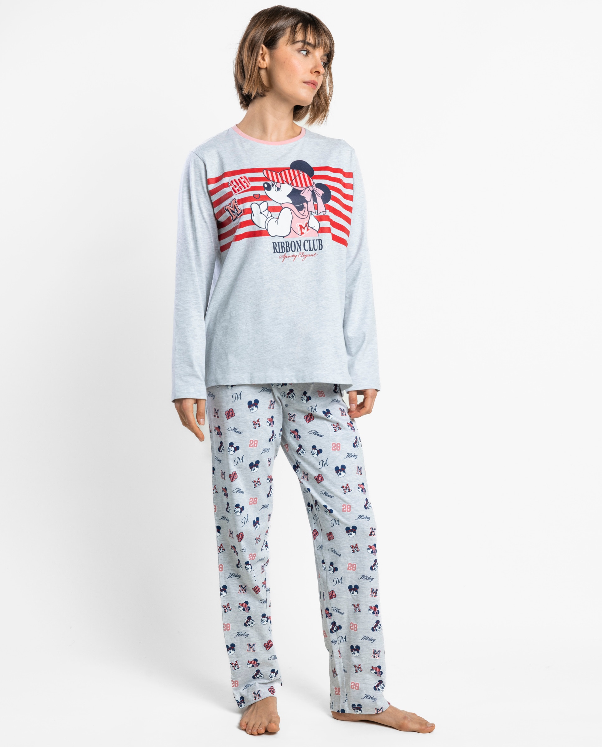 Pijama largo de mujer de punto de algodón - Disney - Gris Gris-1