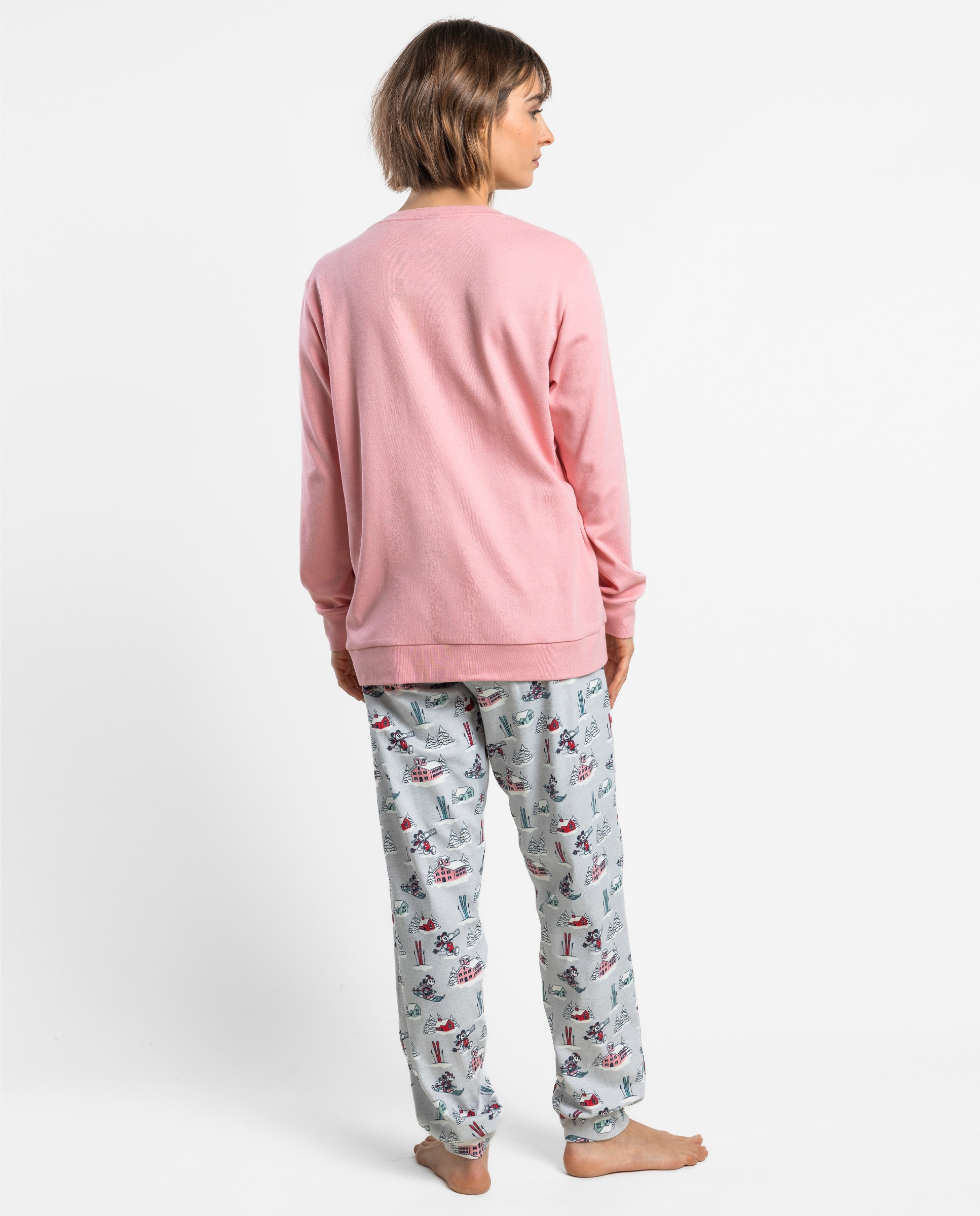 Pijama largo de mujer de punto interlock de algodón - Disney - Rosa Rosa-2
