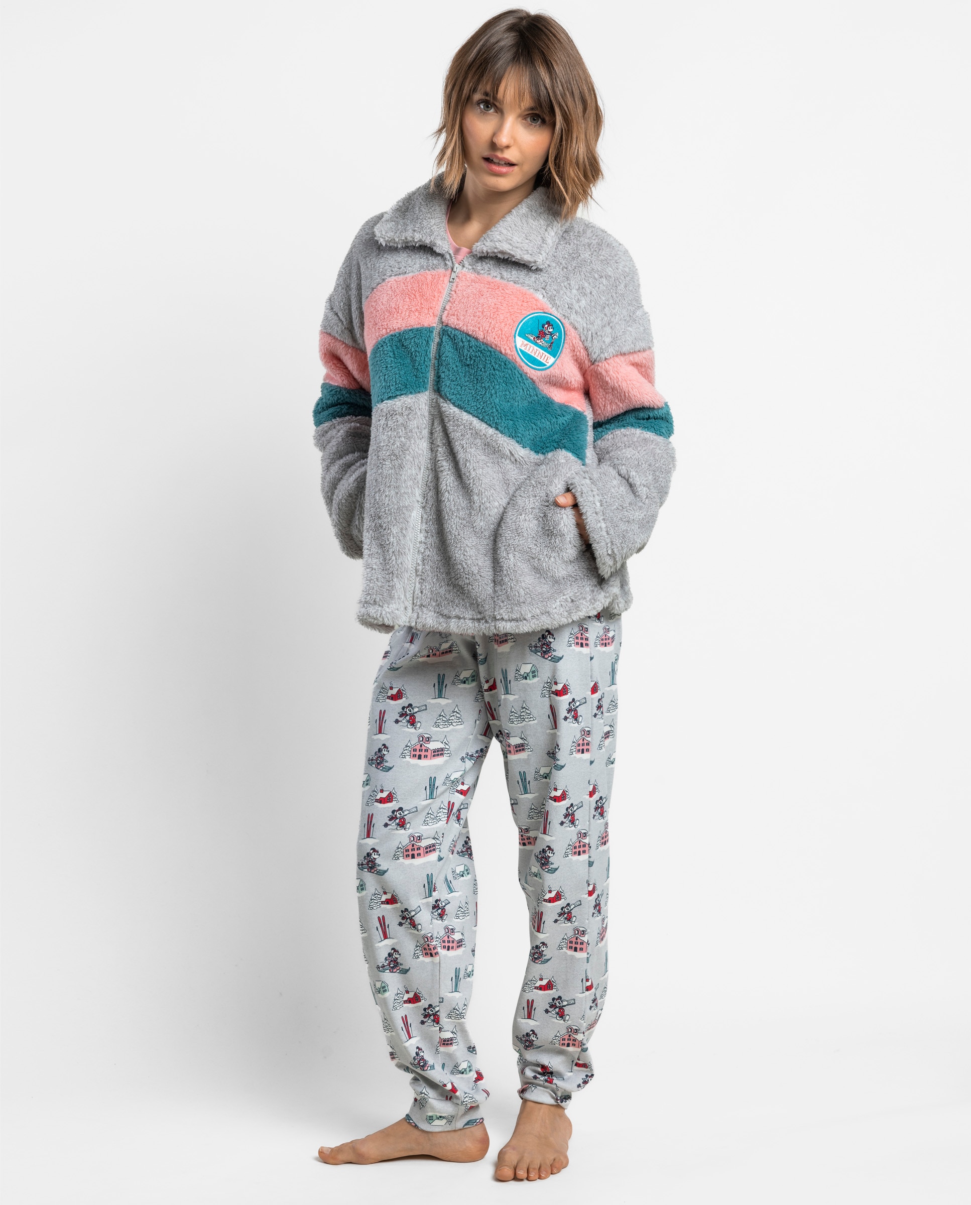 Bata de manga larga de mujer de tejido polar con cremallera - Disney - Gris Gris-1