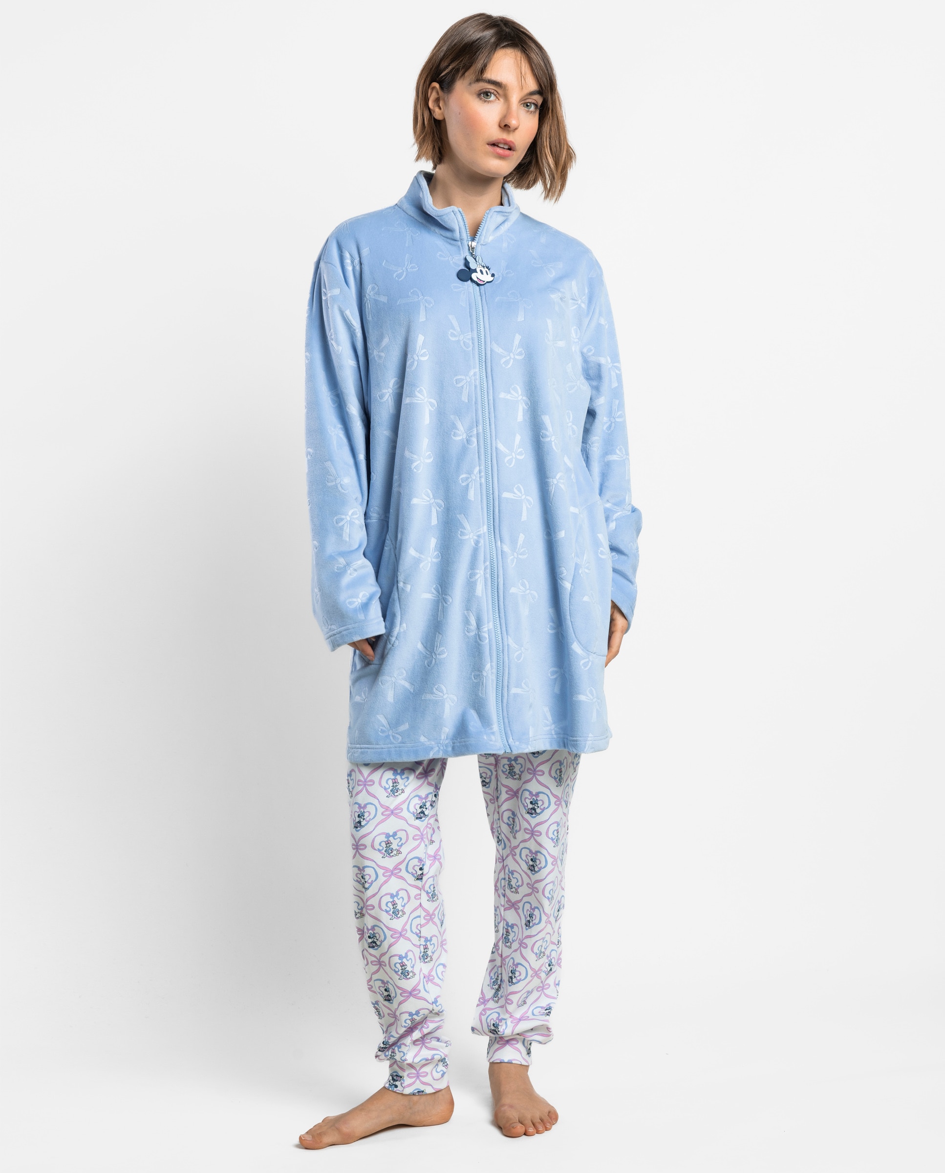 Bata de manga larga de mujer de tejido polar con cremallera - Disney - Azul Azul-1