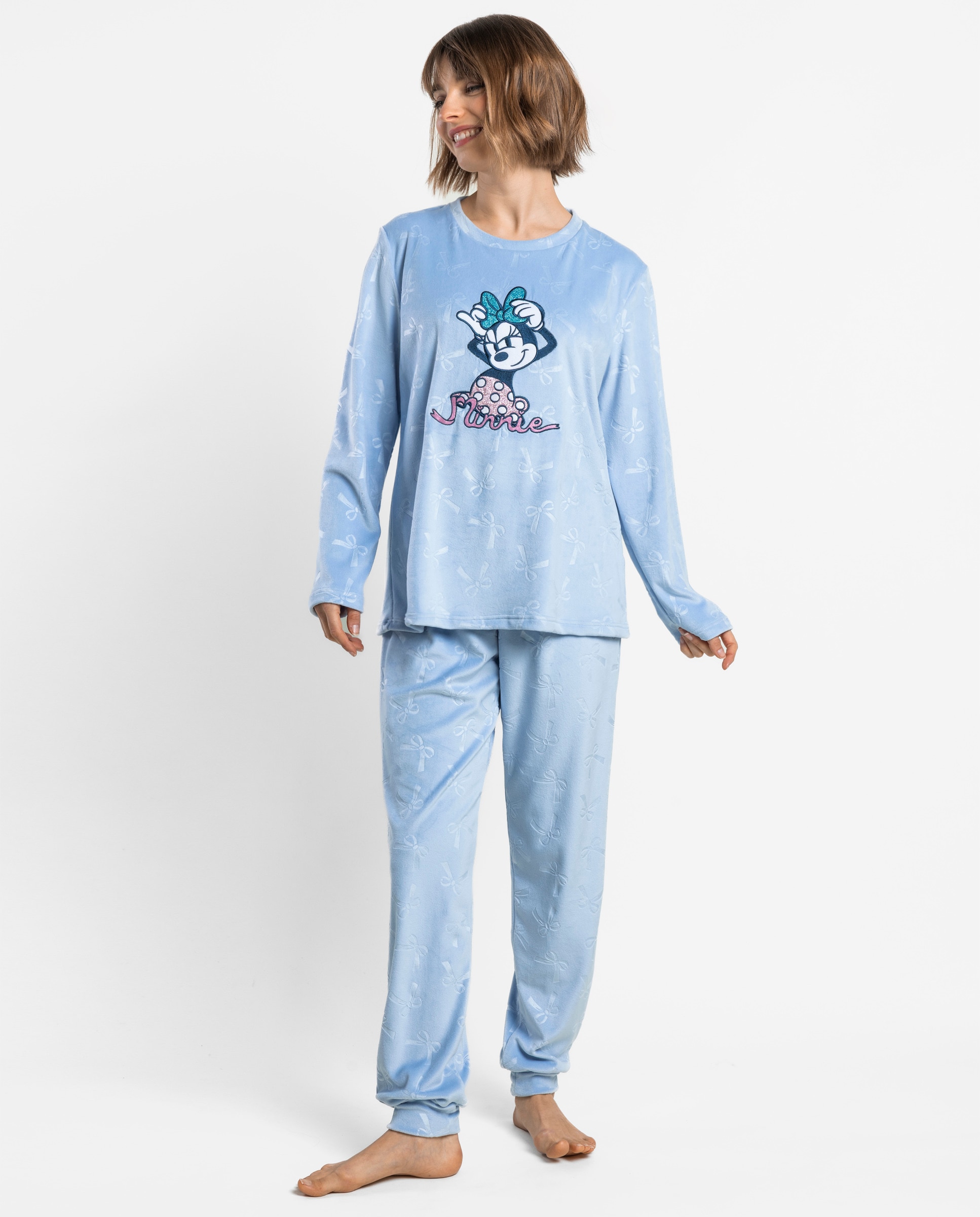 Pijama largo de mujer de tejido polar - Disney - Azul Azul-1