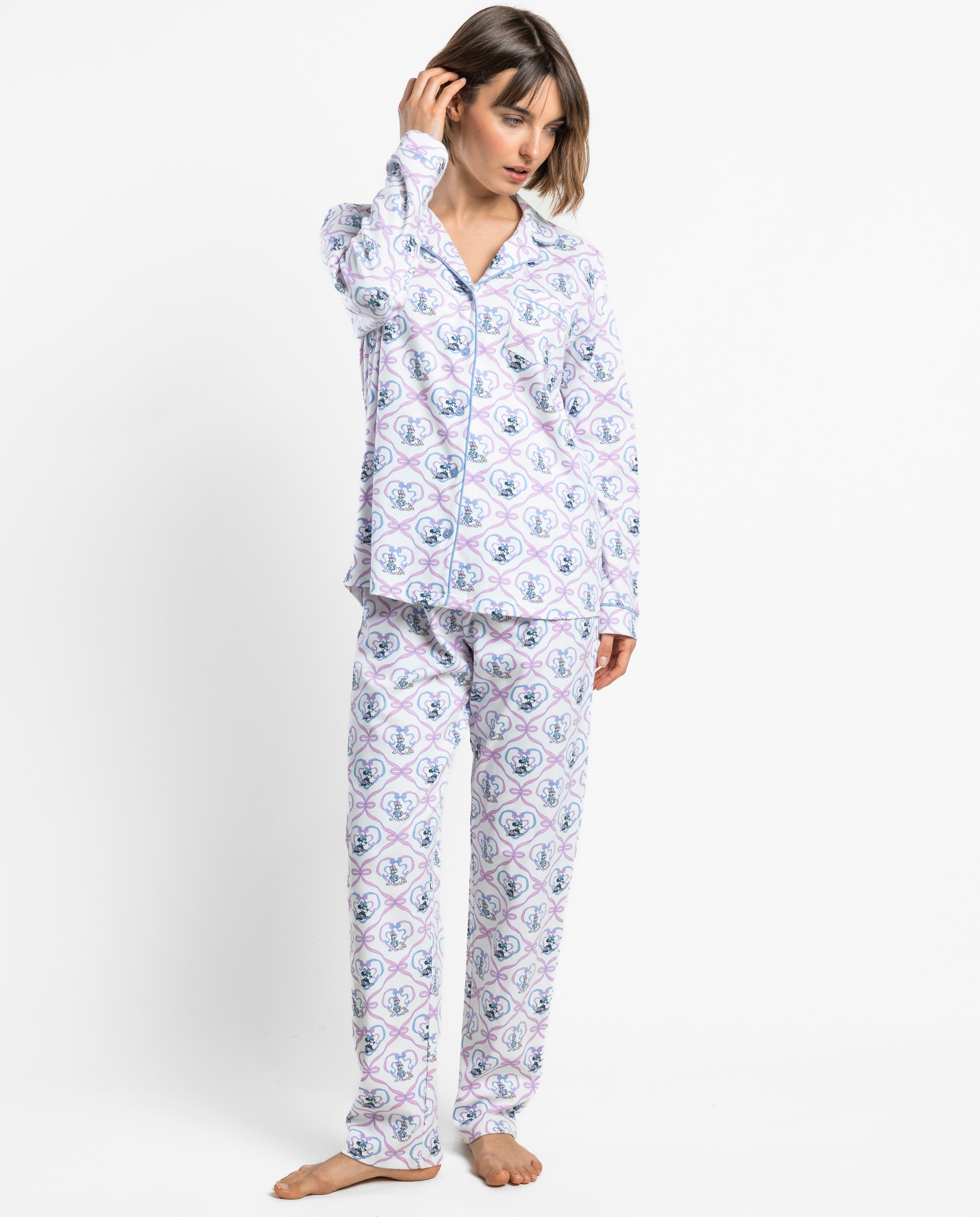 Pijama largo de mujer de punto interlock de algodón - Disney - Crudo Crudo-1